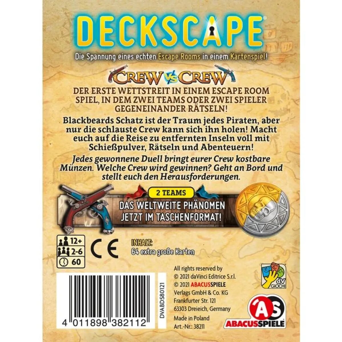 Asmodee Abacusspiele Deckscape - Crew vs Crew - Die Pirateninsel