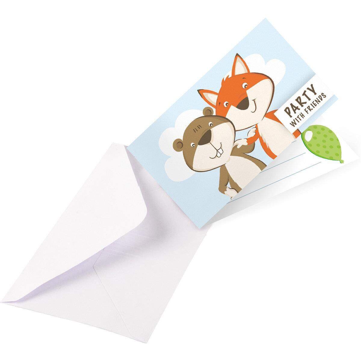 amscan Einladungskarten Fox & Beaver 8er