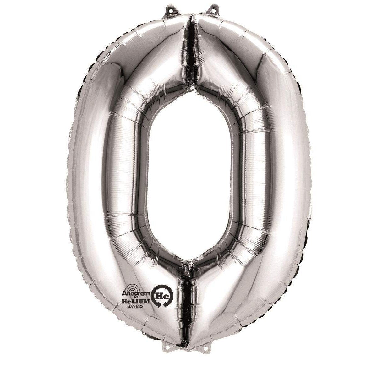amscan Folienballon Zahl 0, silber, ca. 86cm
