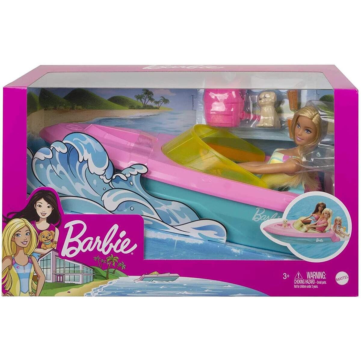 Barbie Boot-Spielset mit Puppe inkl. Haustier Hündchen und Zubehör