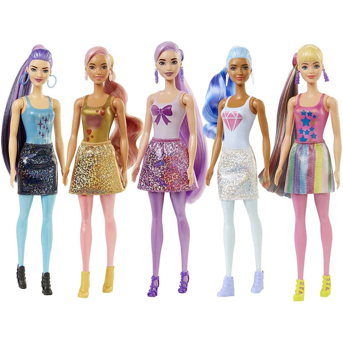 Barbie Color Reveal Puppe, Glitzer Serie, mit Enthüllungseffekt mit 1