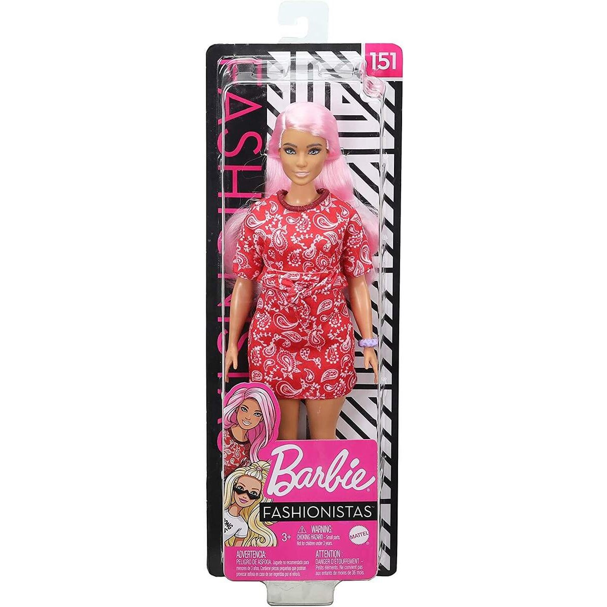 Barbie Fashionistas Puppe (pinkhaarig) mit Bandanakleid