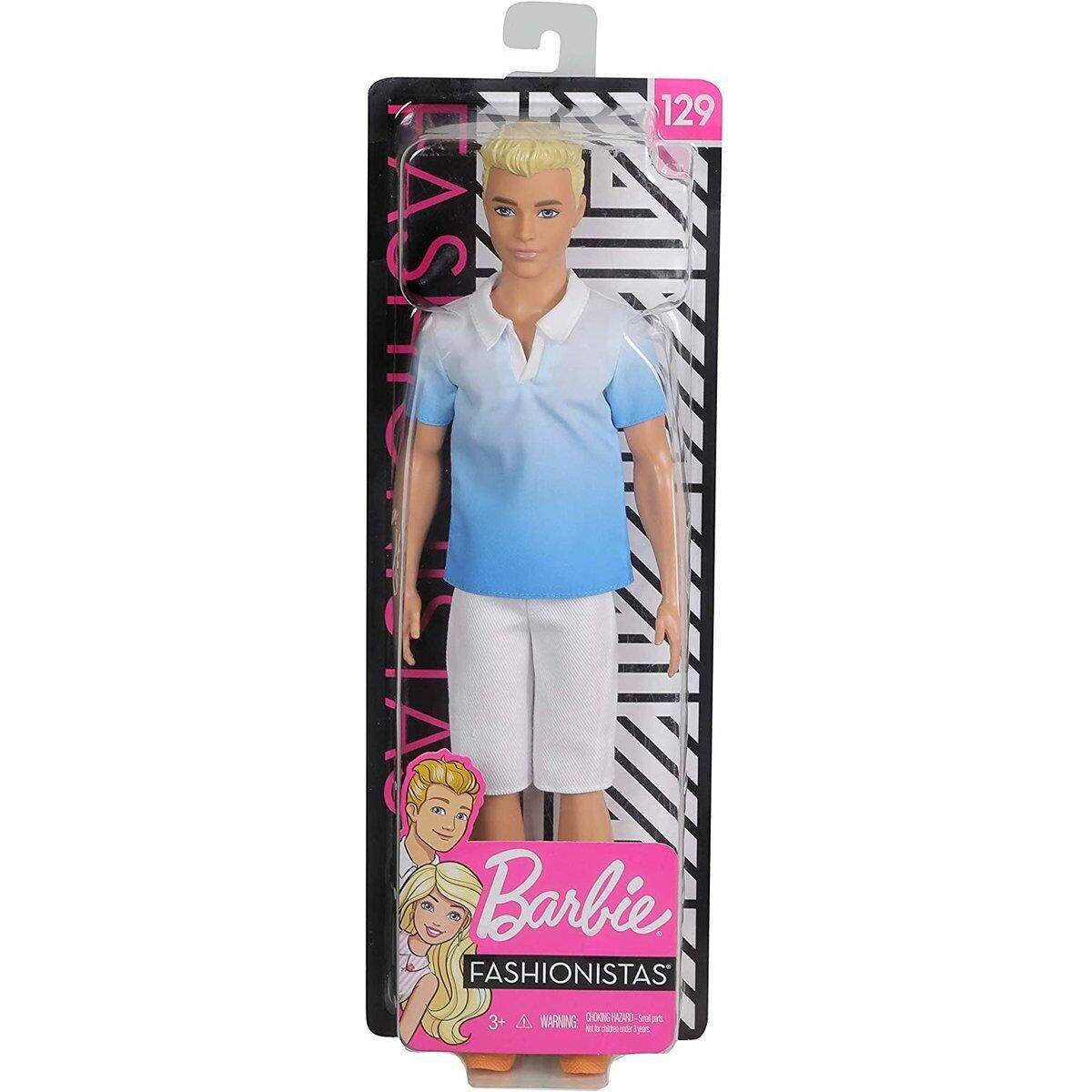 Barbie Ken Fashionistas Puppe im weiß-blauen Poloshirt