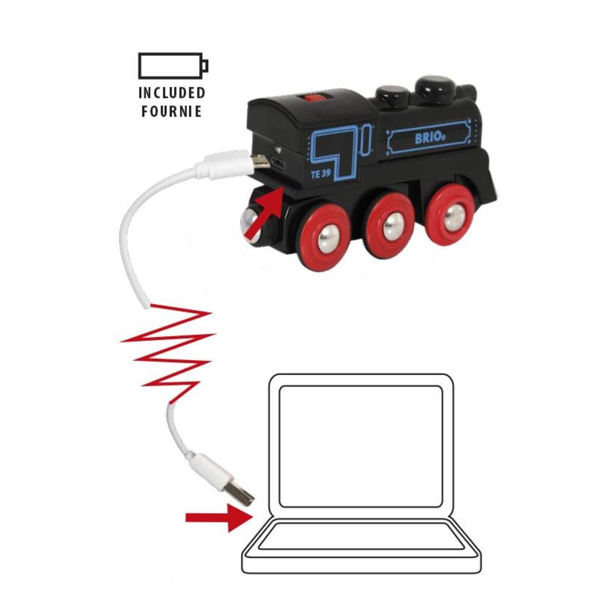 BRIO Schwarze Akku-Lok mit Mini-USB