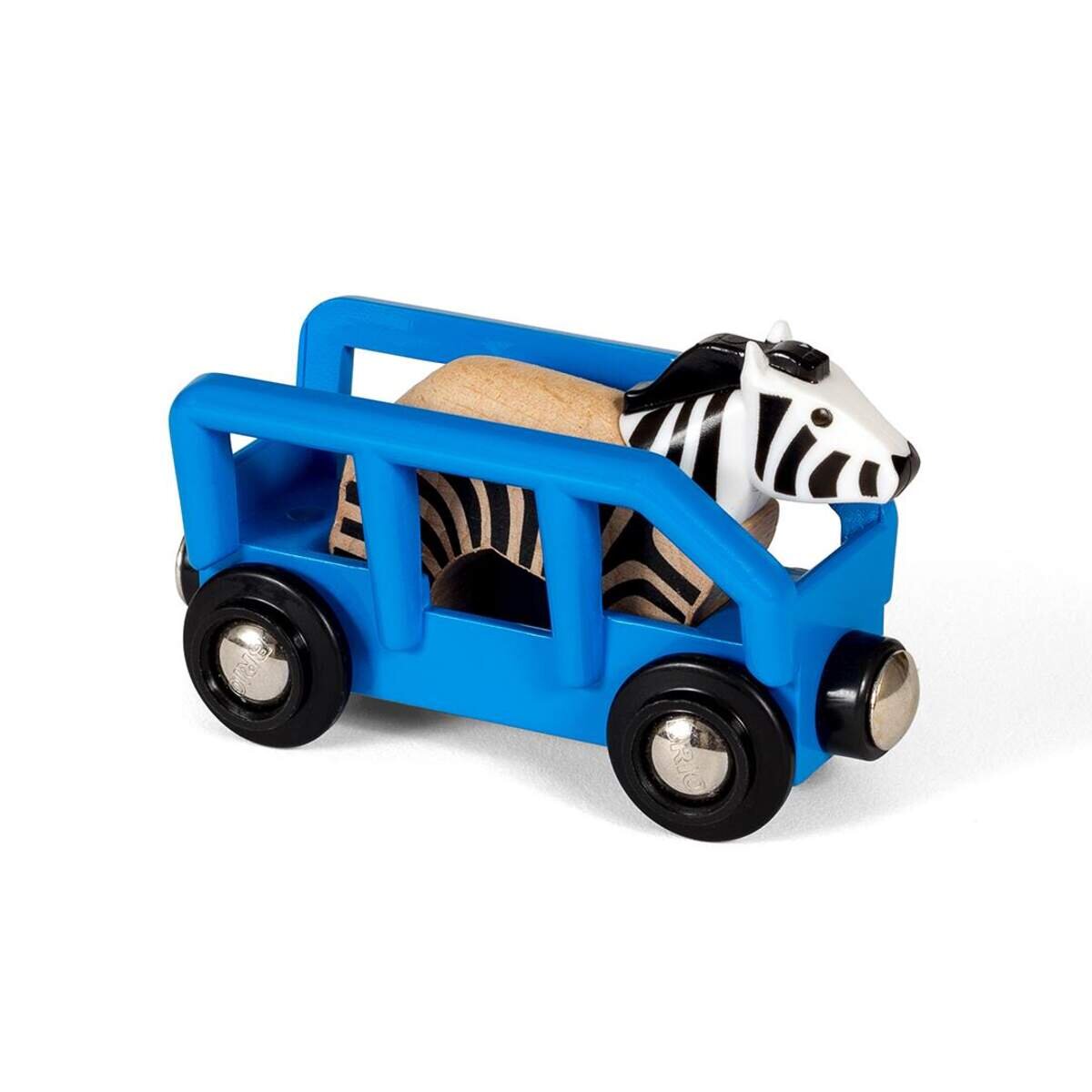 Brio World Tierwaggon Zebra blau