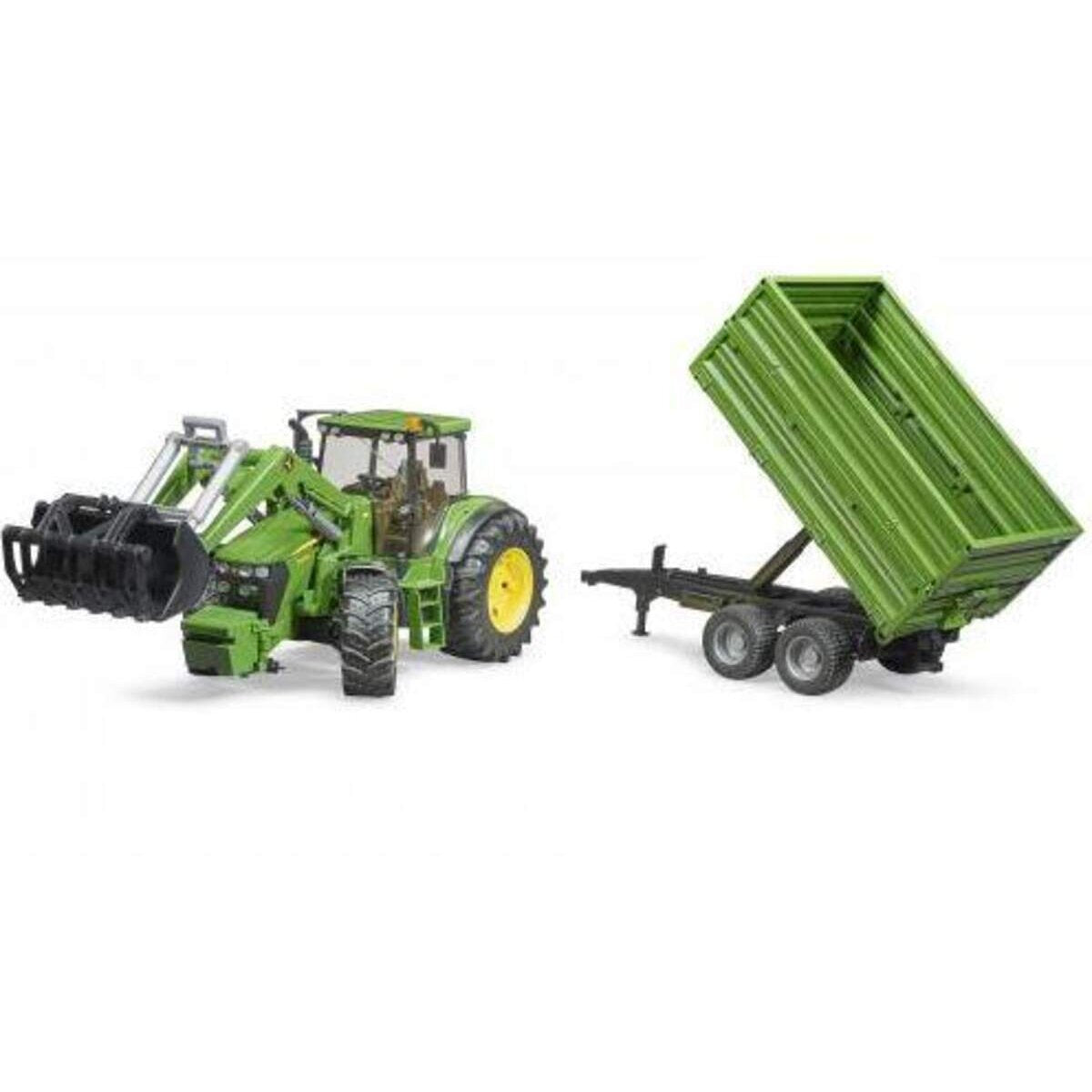 BRUDER® John Deere 7930 mit Frontlader und Tandemachs-Transportanhänger
