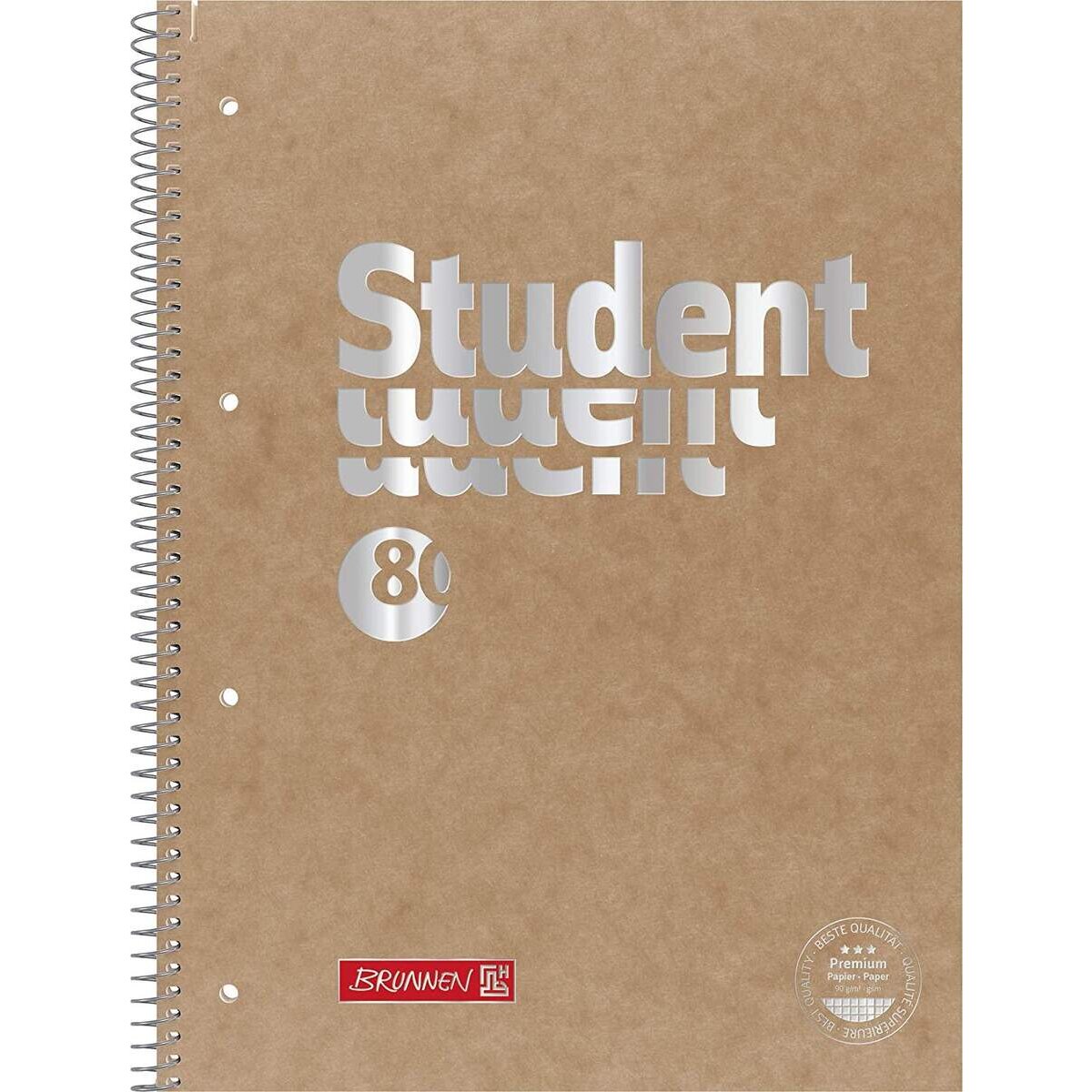 BRUNNEN Collegeblock Student A4, Lineatur 28, braun