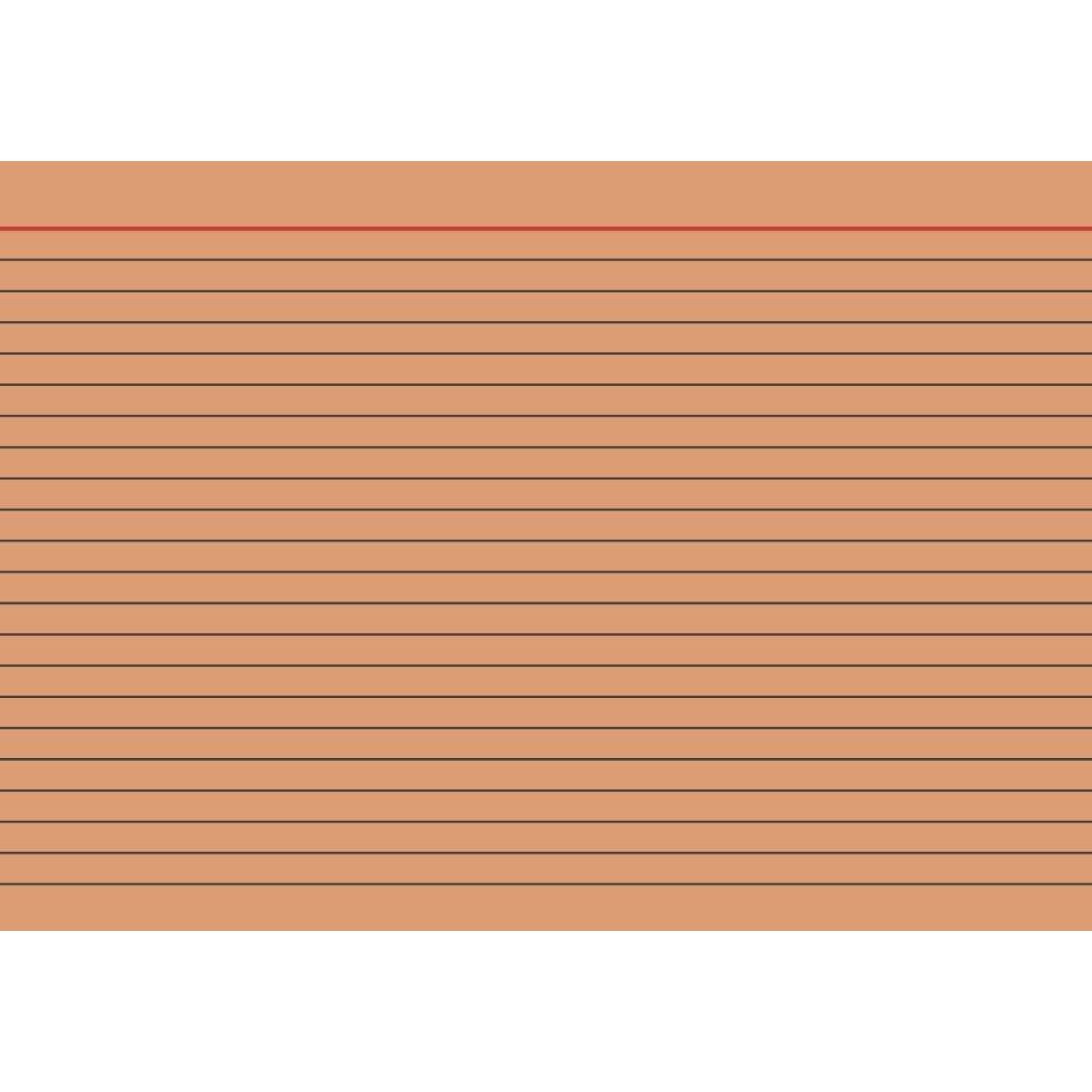 BRUNNEN Karteikarten A5 liniert,orange , 6 mm Zeilenabstand, rote Kopflinie, graue Querlinien