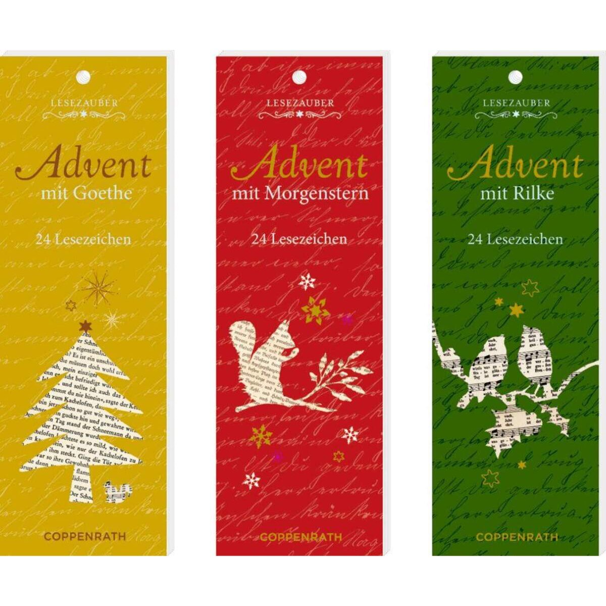 Coppenrath Verlag Lesezeichen-Kal.: Lesezauber im Advent, sort. (Goethe, ...)