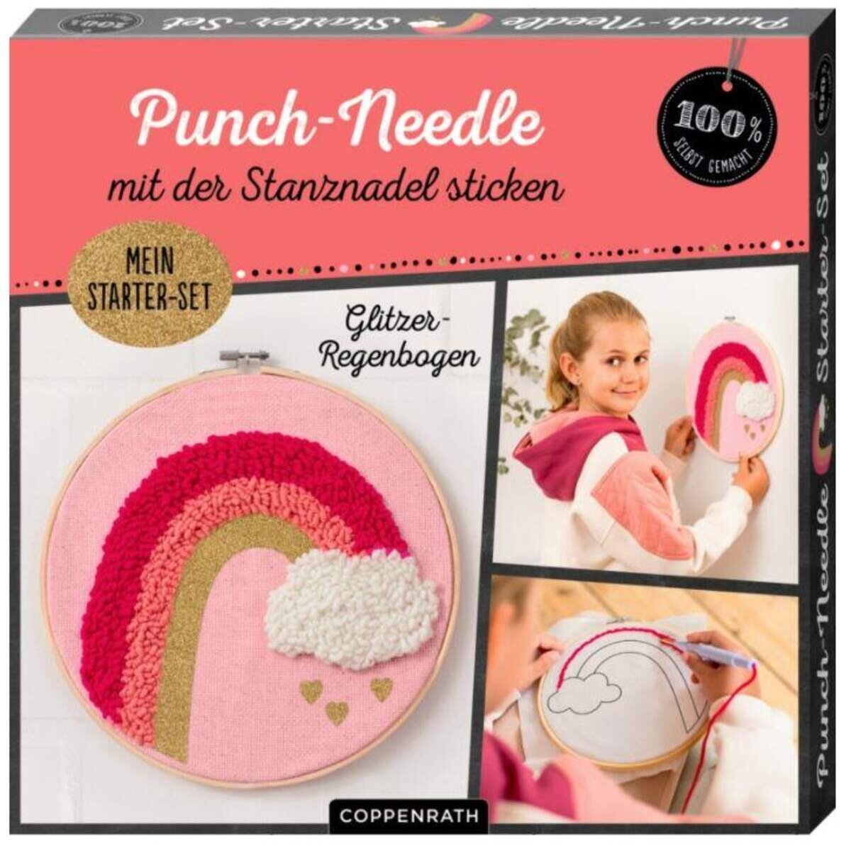 Coppenrath Verlag Punch-Needle Starter-Set "Glitzer-Regenbogen" (100% s.g.)