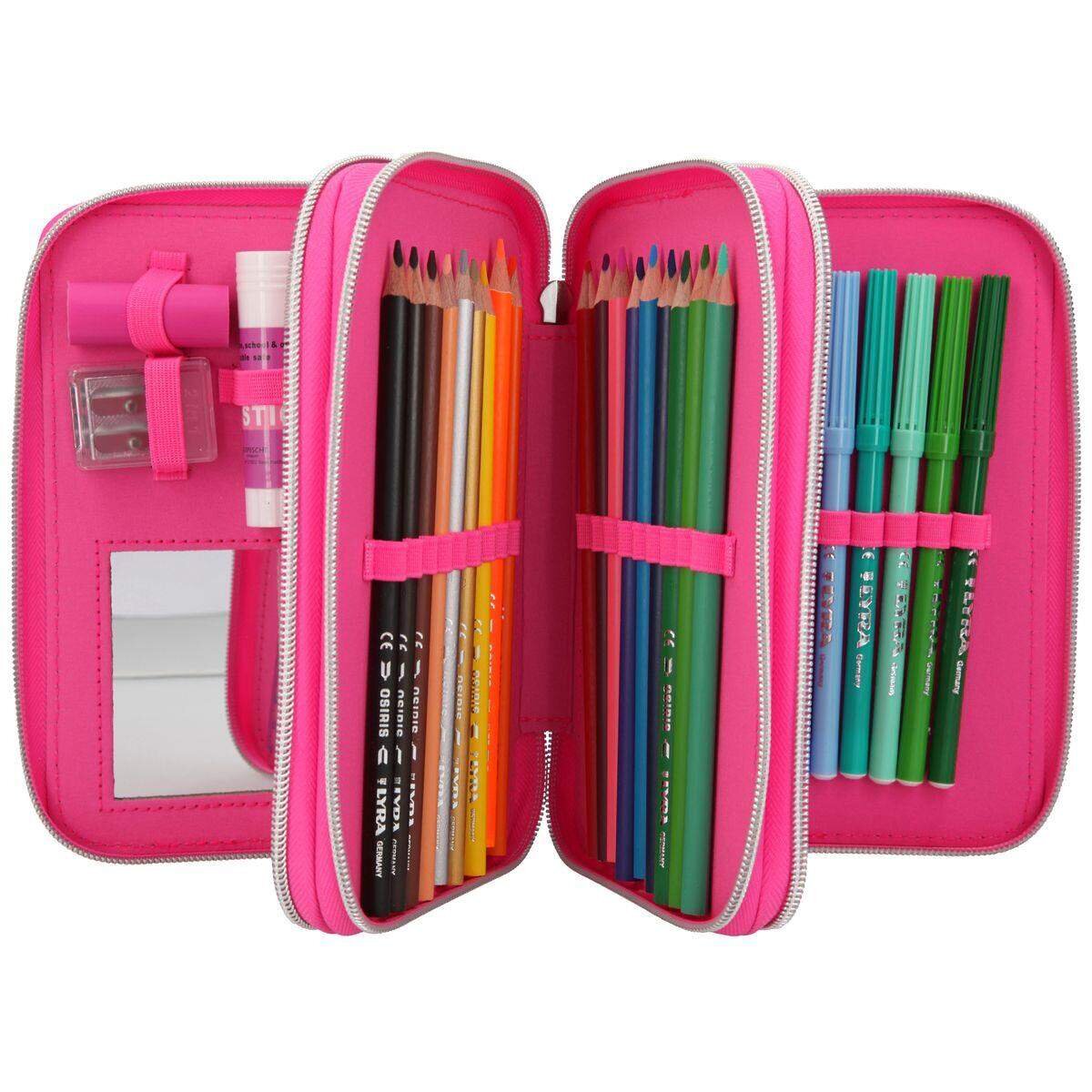 Depesche Ylvi & the Minimoomis Federtasche mit drei Fächern Glitzer pink