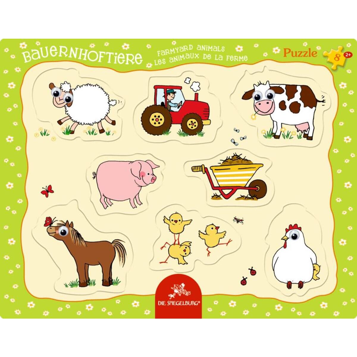Die Spiegelburg Kulleraugen-Puzzle Bauernhoftiere, 8 Teile