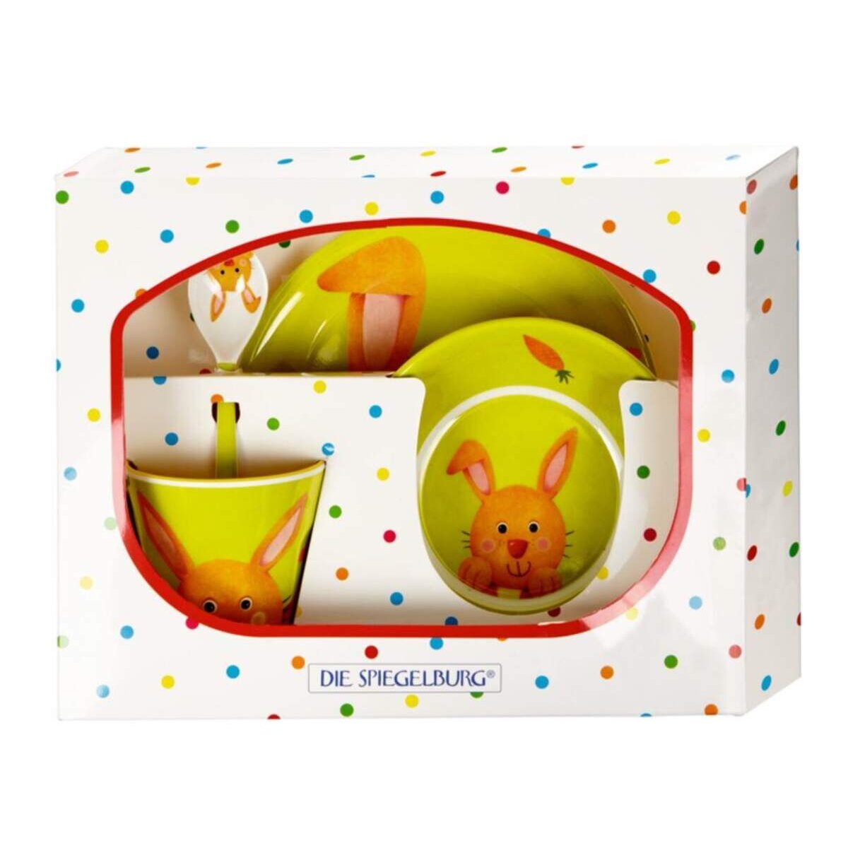 Die Spiegelburg Melamin-Geschenkset Hase Freche Rasselbande