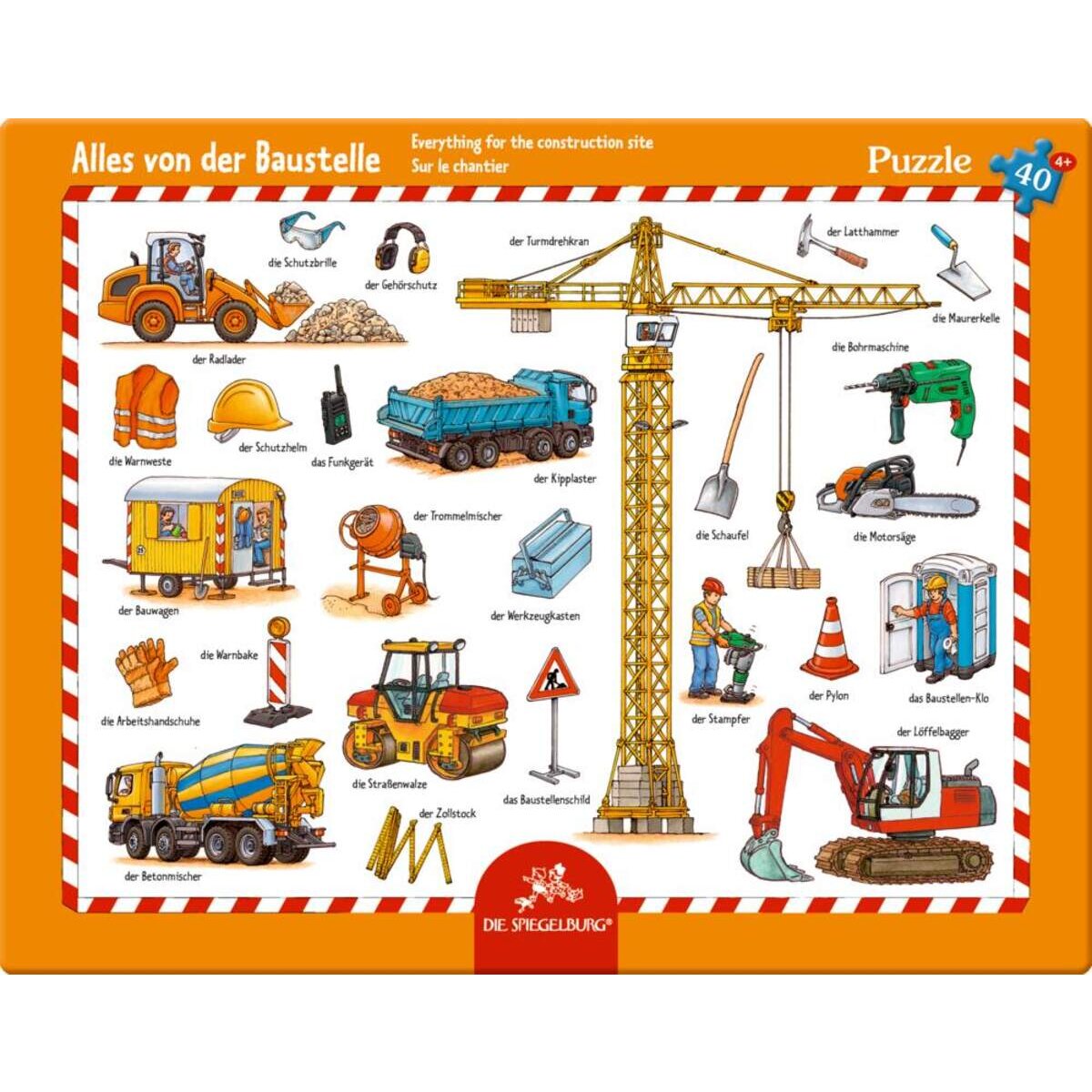 Die Spiegelburg Rahmenpuzzle Alles von der Baustelle, 40 Teile