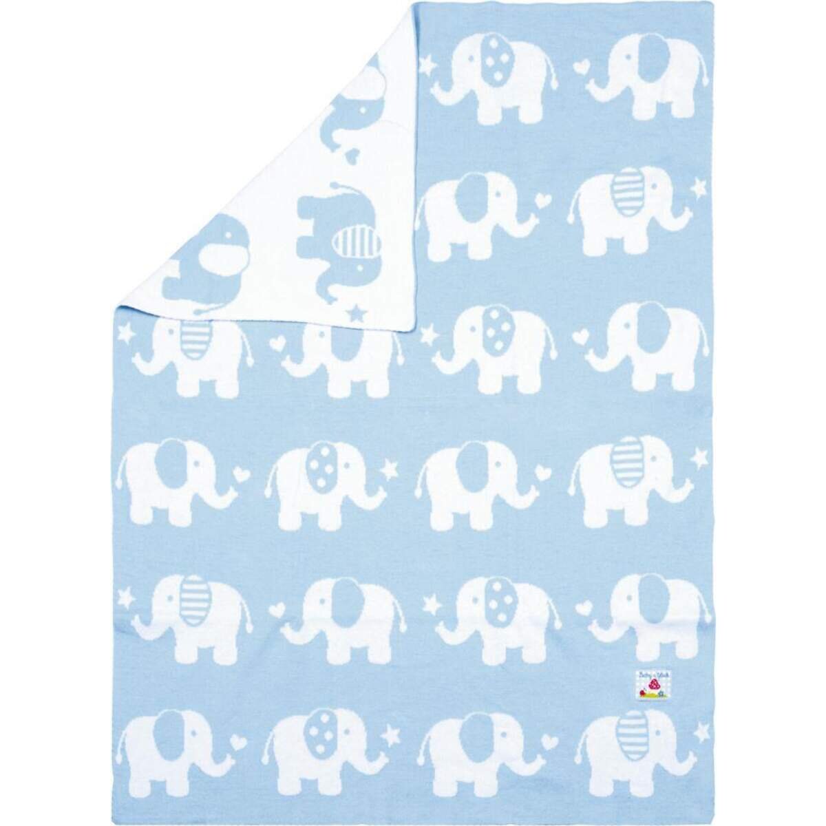 Die Spiegelburg Strickdecke Elefant BabyGlück, hellblau ca. 70 x 90 cm