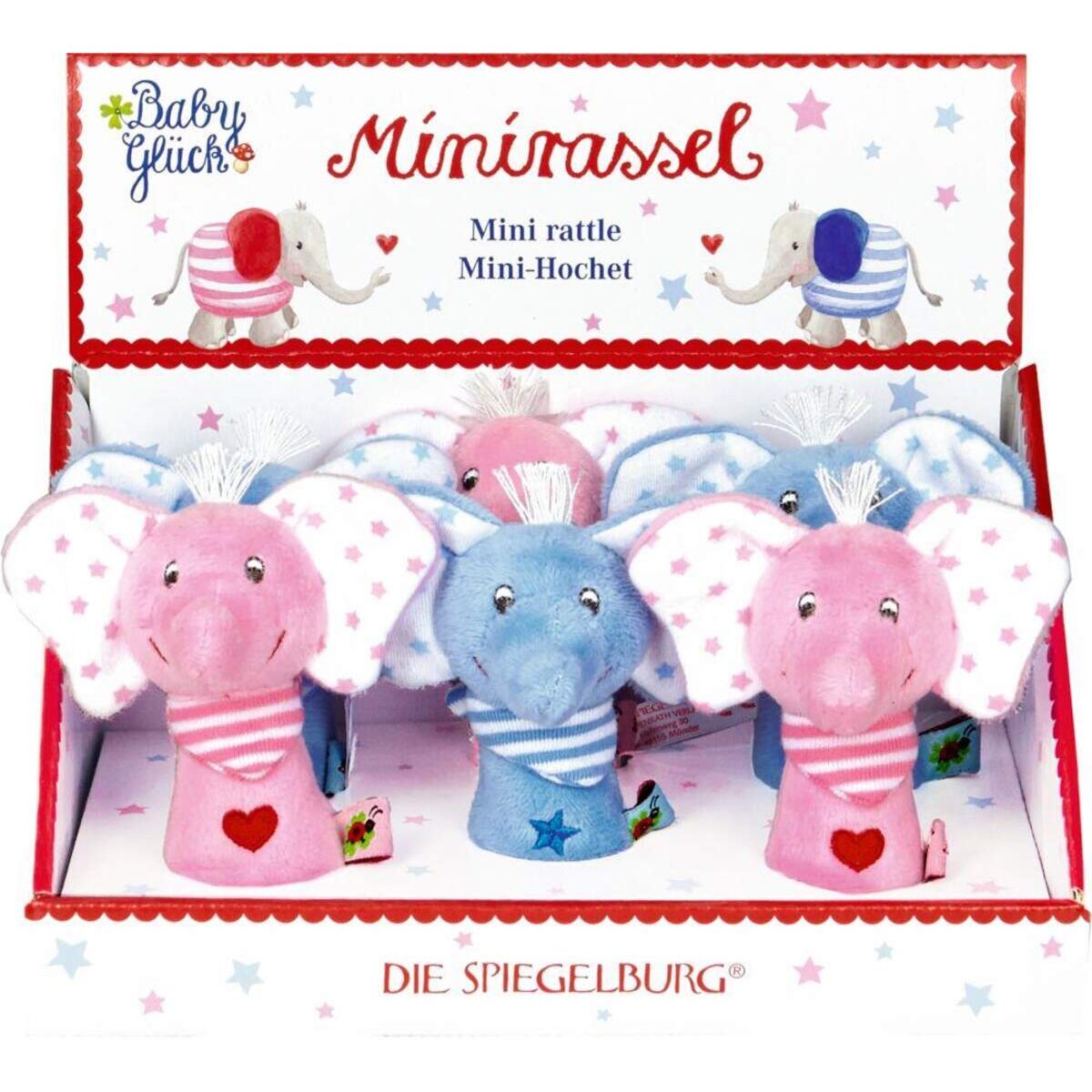 Die Spiegelburg TA Minirassel Elefant "rosa/hellblau" BabyGlück (2 x 3 Ex.)