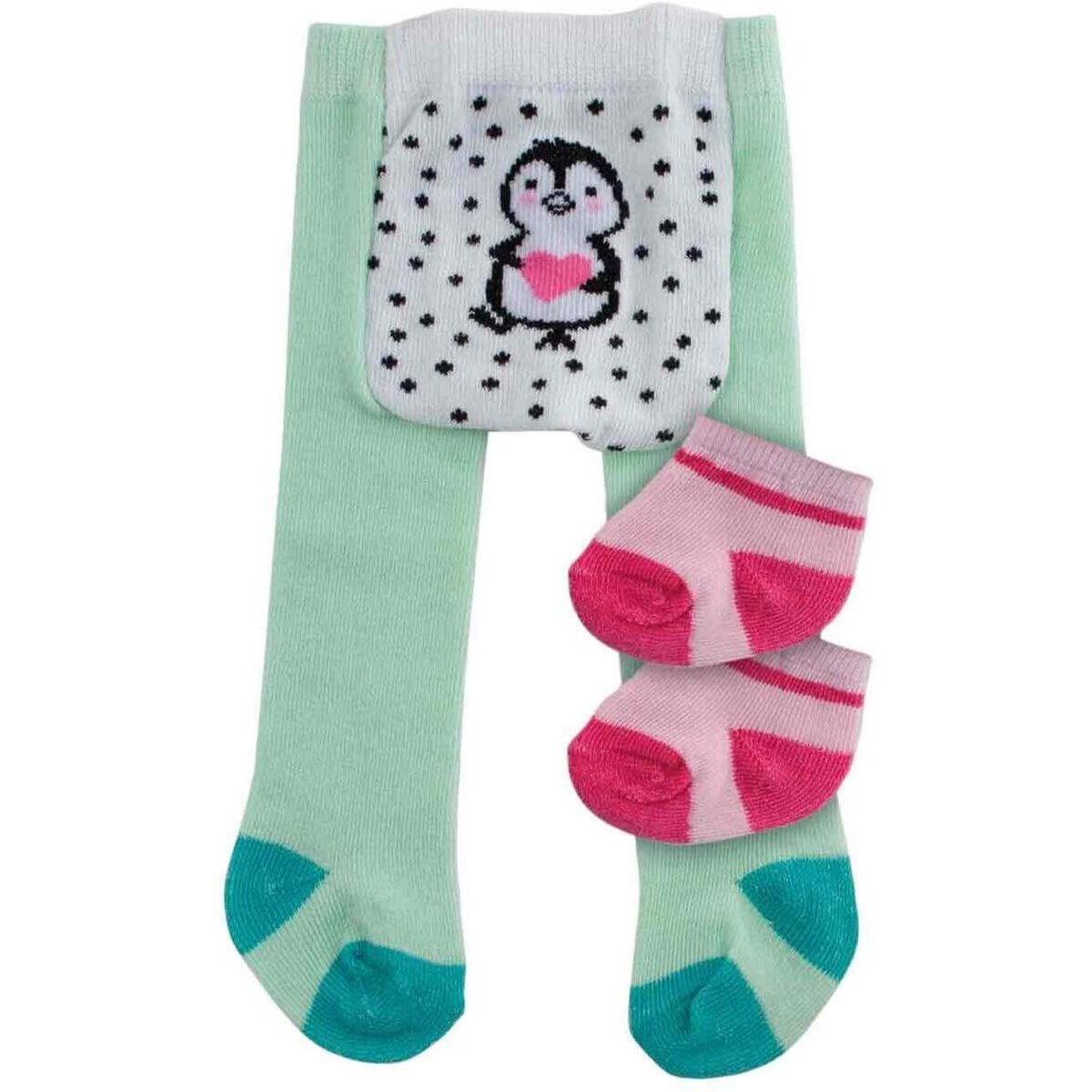 Heless 479 - Strumpfhose mit Söckchen für Puppen, Pinguin Pünktchen, Größe 35 - 45 cm