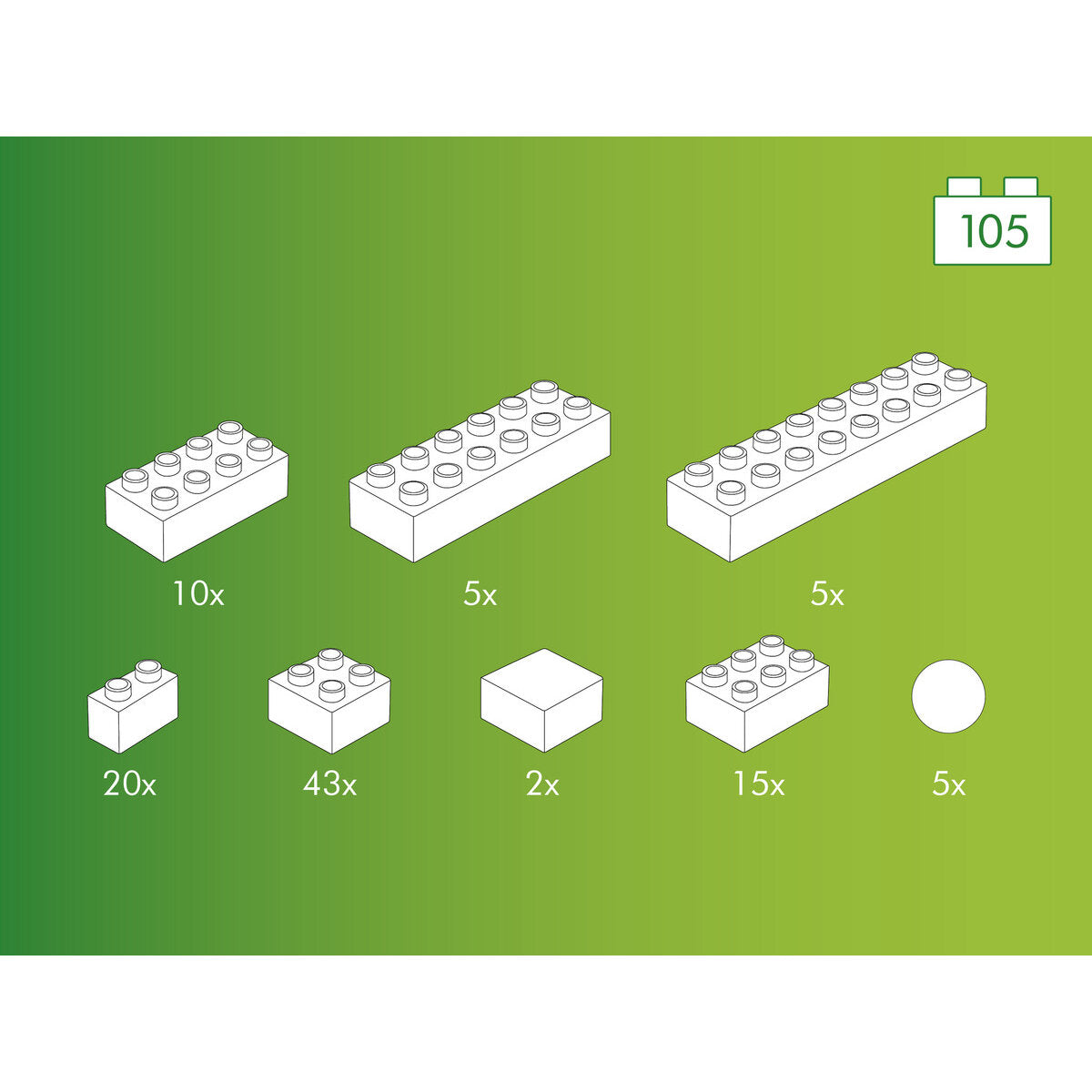 Hubelino Weiße Bausteine Set 105-teilig