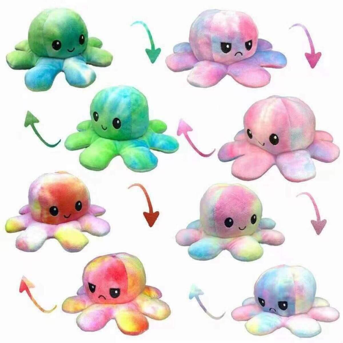 Idena Wende Oktopus Plüsch ''Rainbow'', 20 cm, 1 Stück, 4-fach sortiert