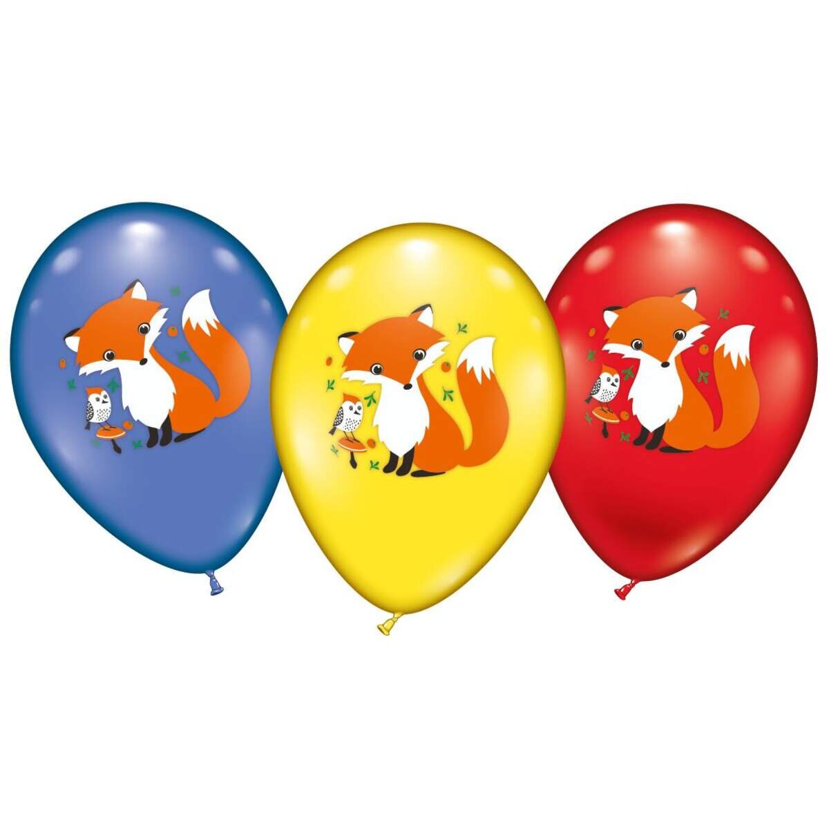 Karaloon 6 Ballons mit Foxi dem Fuchs Motiv Ø 28-30 cm
