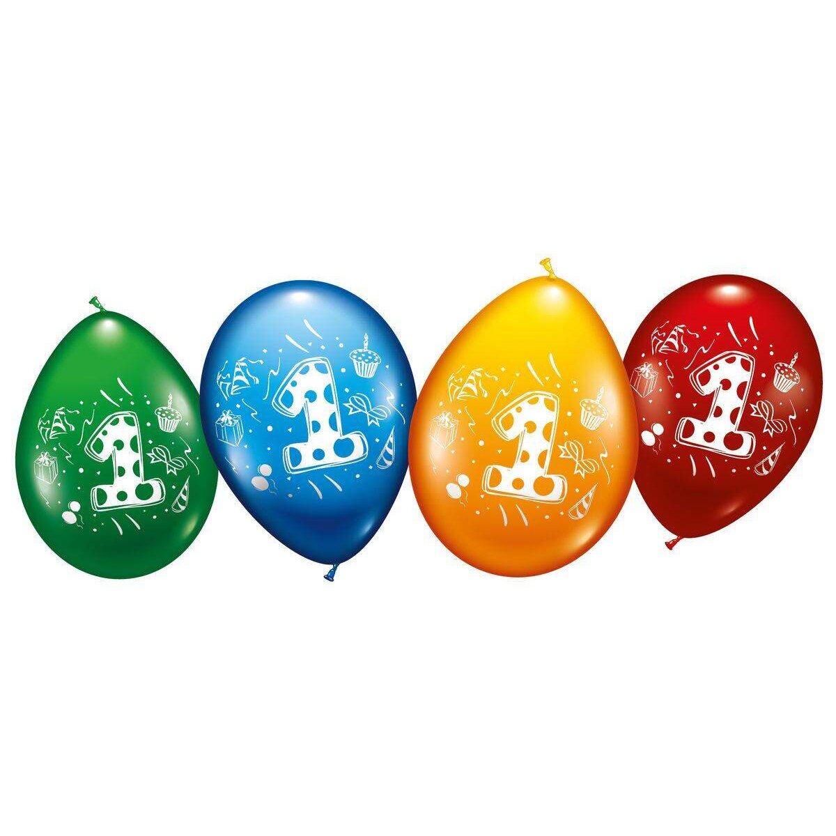 Karaloon Ballon Zahl "1" Heliumqualität 8 Stück