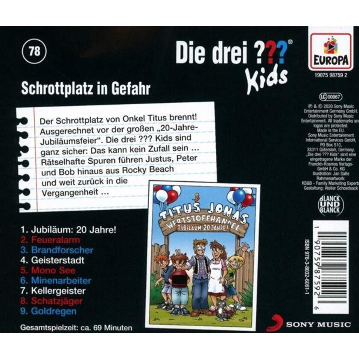 KOSMOS Hörspiel CD Die drei ??? Kids Folge 78 Schrottplatz in Gefahr