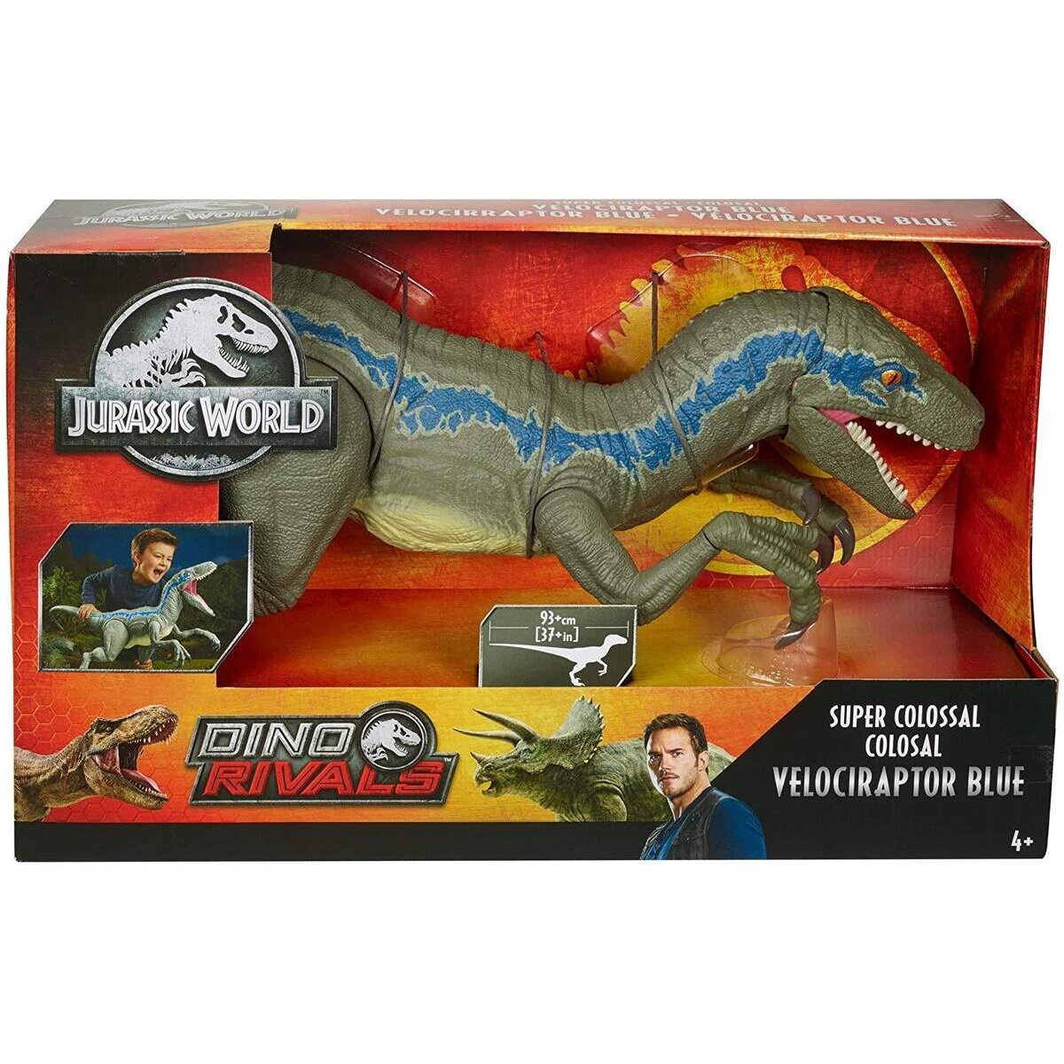 Mattel Jurassic World Dino Rivals Riesendino Velociraptor Blue