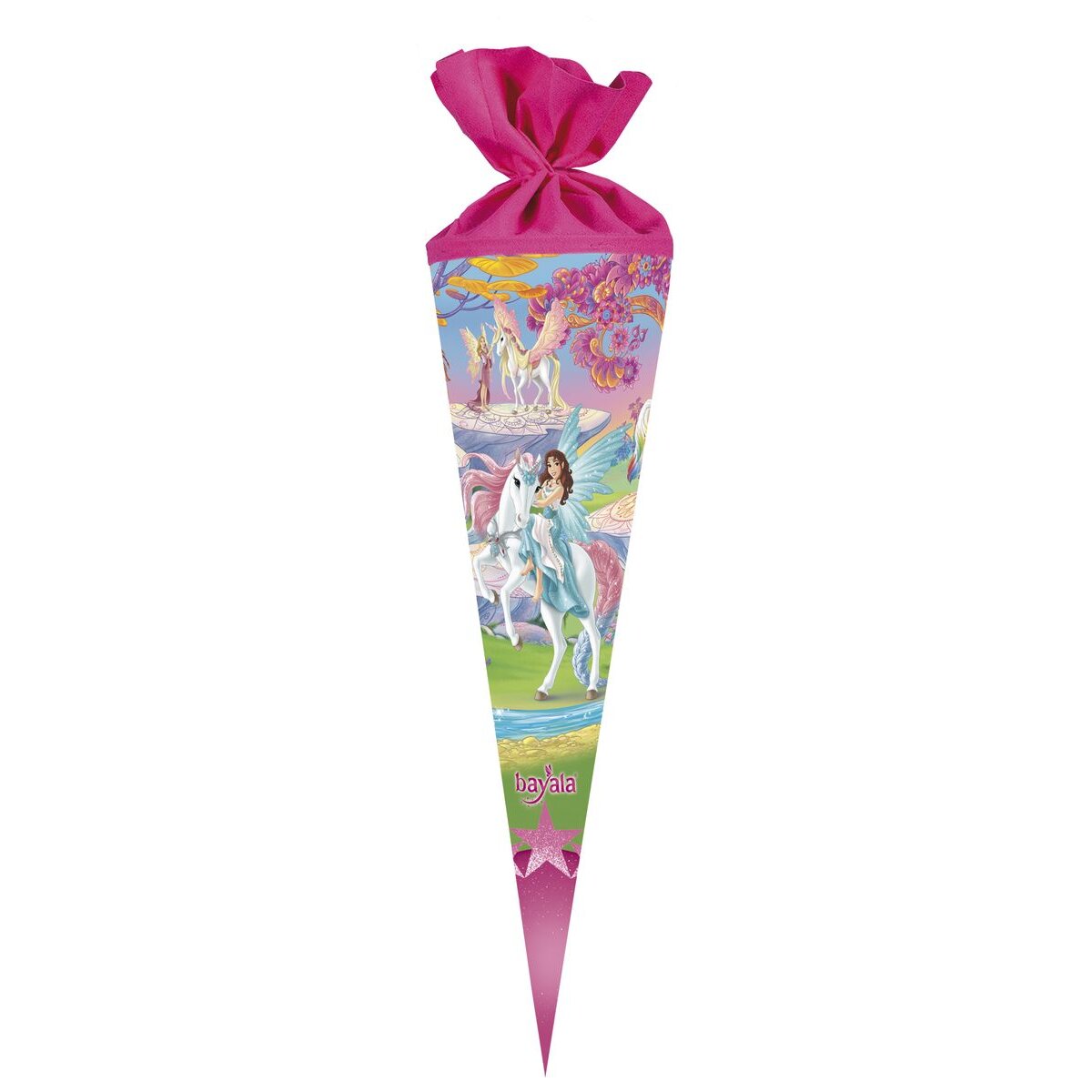 Nestler Schultüte, 70cm, rund, Motiv: Schleich® - bayala® 2, Filzverschluss