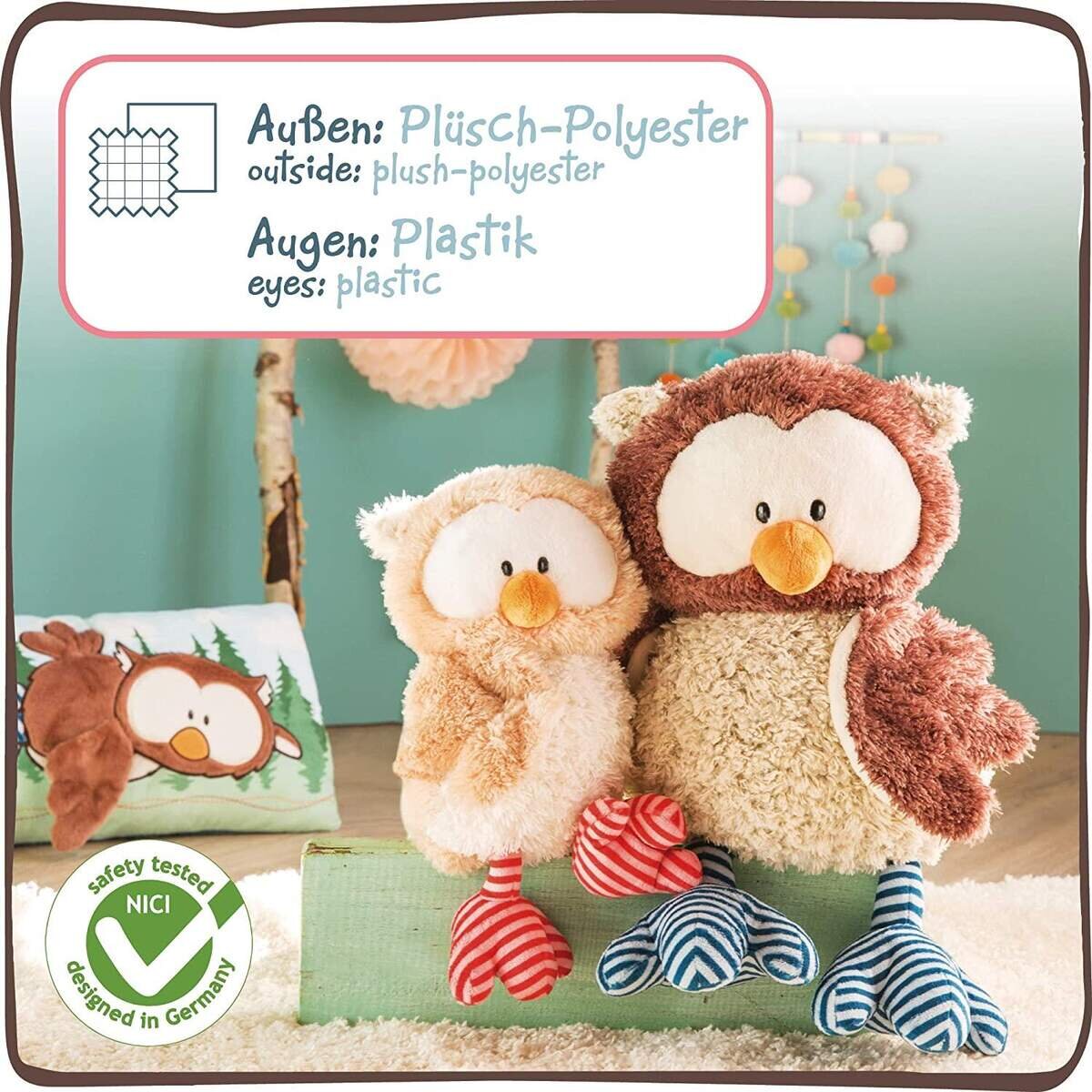 NICI 46093 Eule Oscar mit drehbarem Kopf, Plüschtier, 50 cm