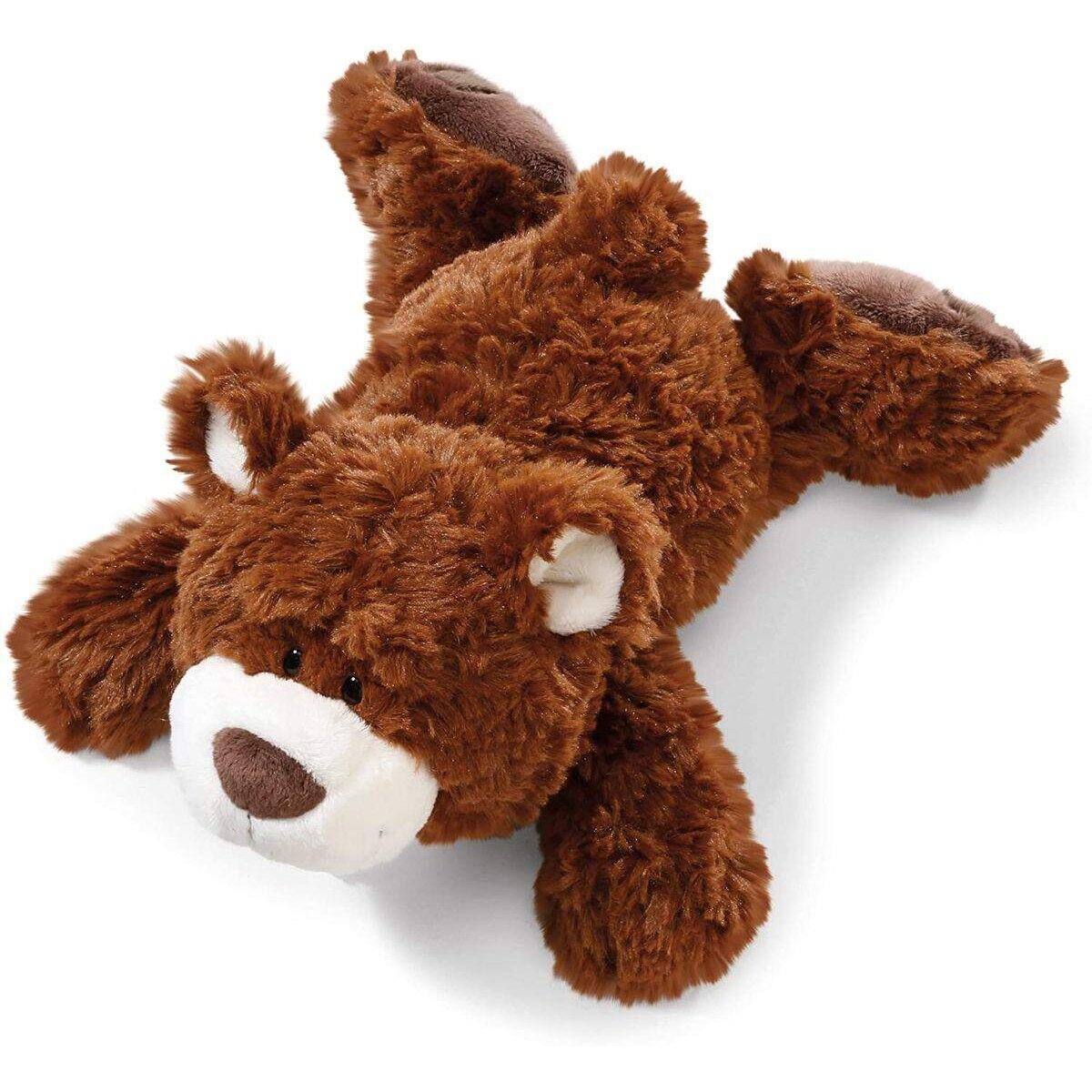 NICI Classic Bear Kuscheltier Bär dunkelbraun liegend, 20 cm