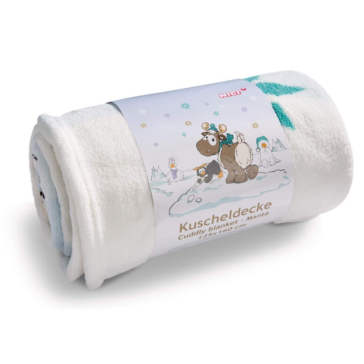 NICI Fleecedecke Rentier, Pinguin, Schneegans und Schneemann