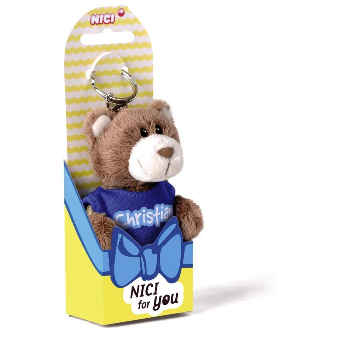 NICI for You Schlüsselanhänger Bär Christian mit T-shirt blau