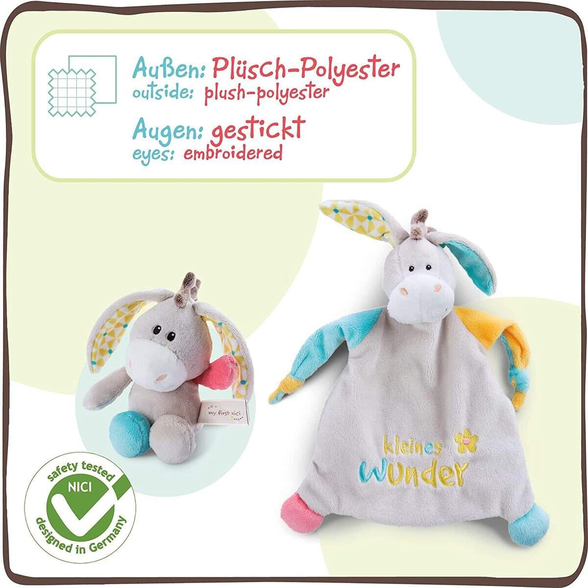 NICI Geschenkset für Babys & Kleinkinder – Schmusetuch & Schmusetier Esel Muli 18cm