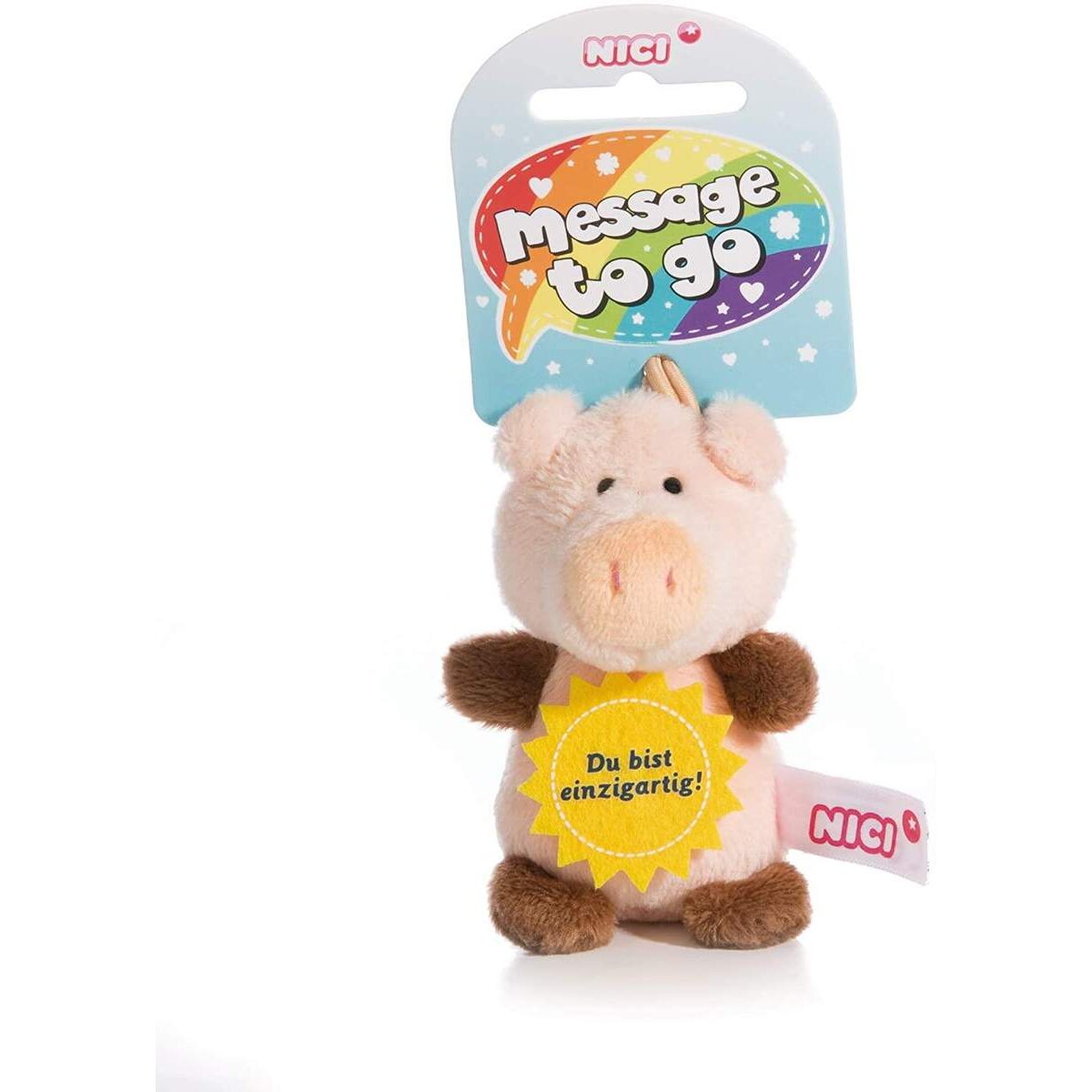 NICI Schwein Plüsch Loop Du bist einzigartig 8 cm