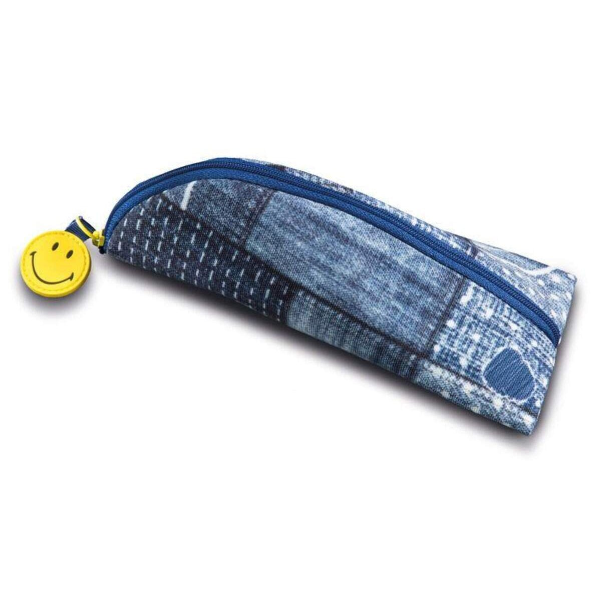 NICI Smiley Dreieck-Mäppchen im Jeans-Look, 20 x 7 cm