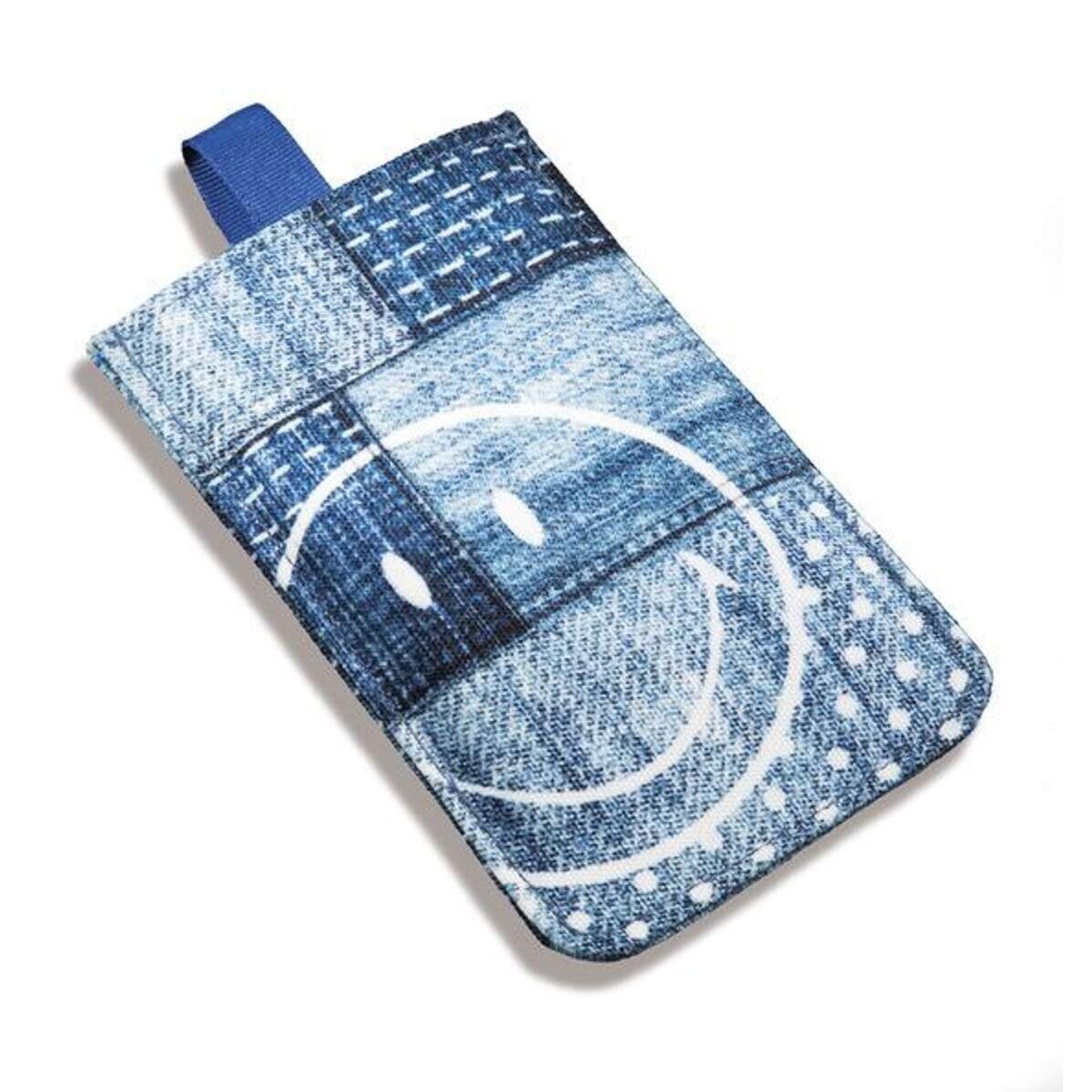 NICI Smiley Handyhülle im Jeans-Look, 10 x 15 cm