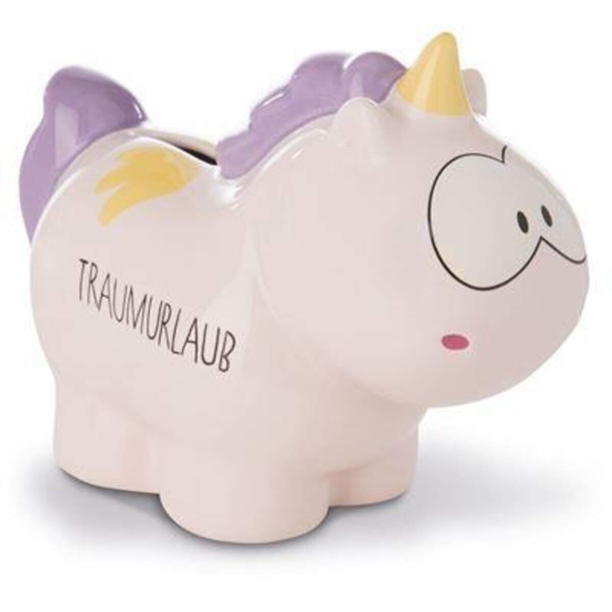 NICI Spardose Einhorn Cloud Dreamer "Traumurlaub", 7,5 x 12 x 16,5 cm