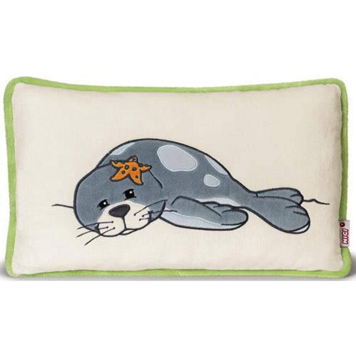 NICI Sunny Holiday 38021 Kissen Seehund appliziert, rechteckig, ca. 43 x 25 cm