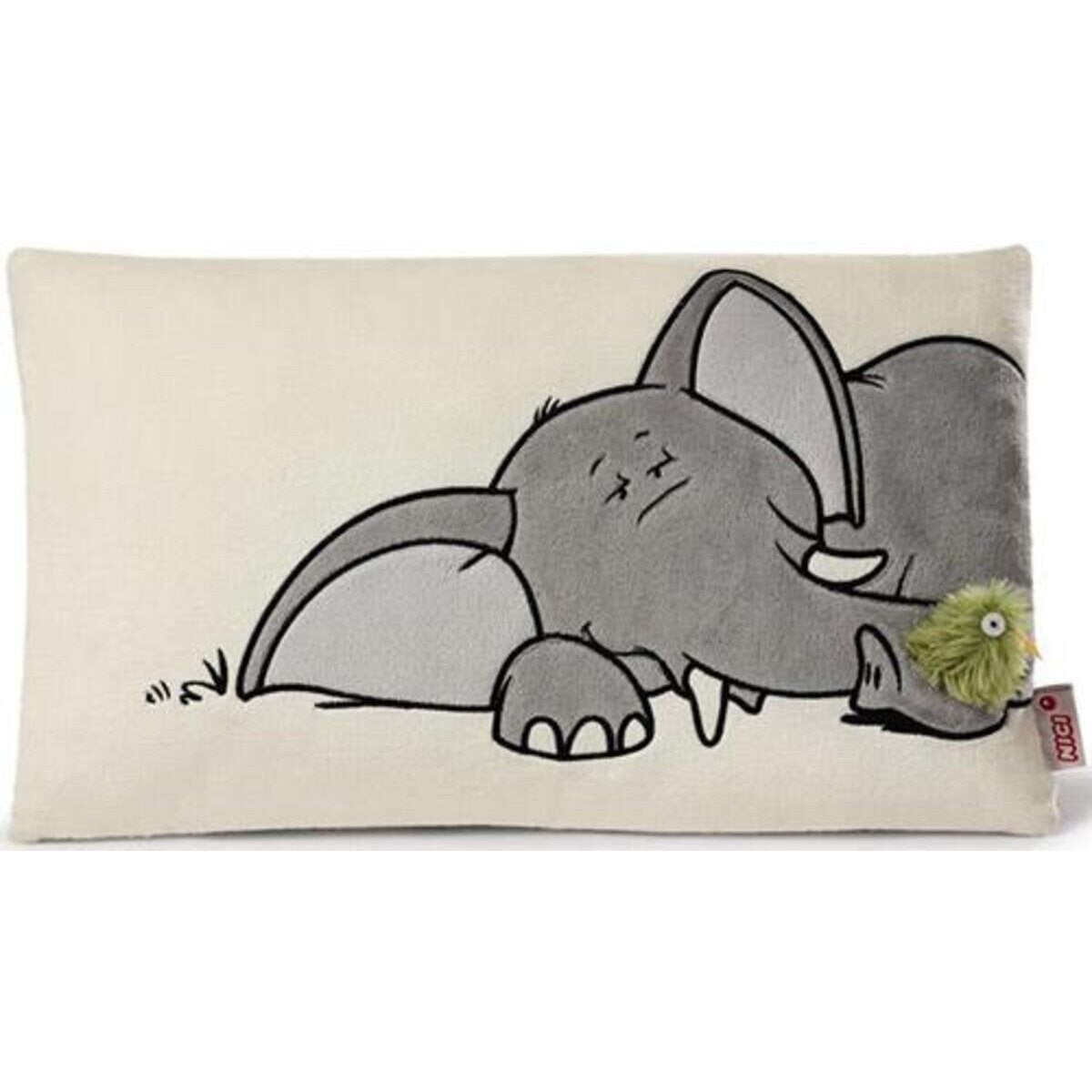 NICI Wild Friends Kissen Elefant mit Vogel, rechteckig, 43 x 25cm