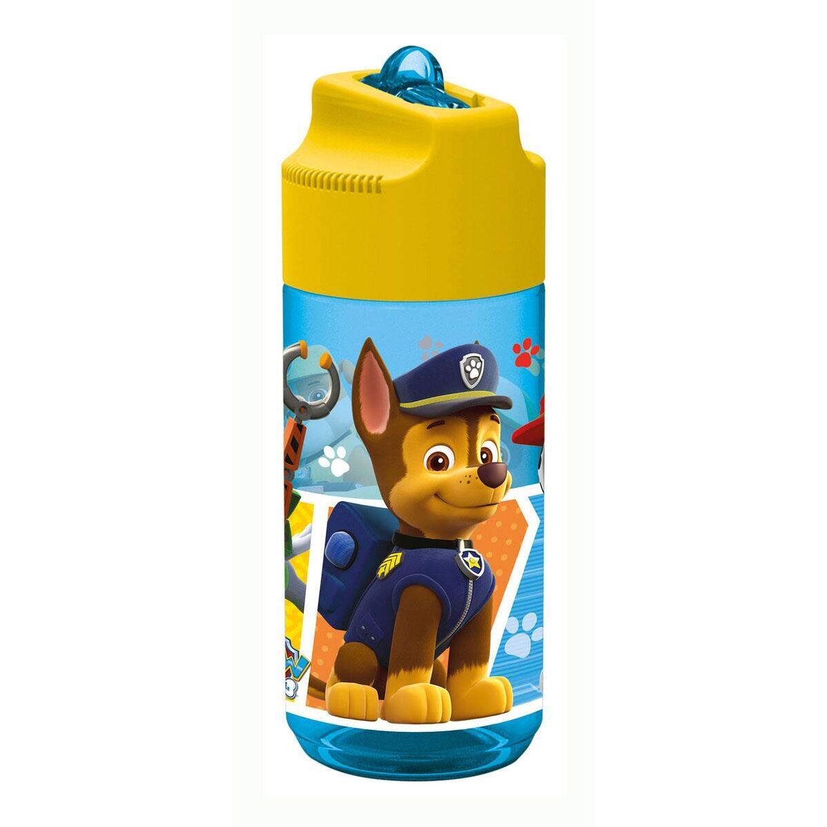 p:os Trinkflasche Paw Patrol, transparent mit Strohhalm, 450 ml