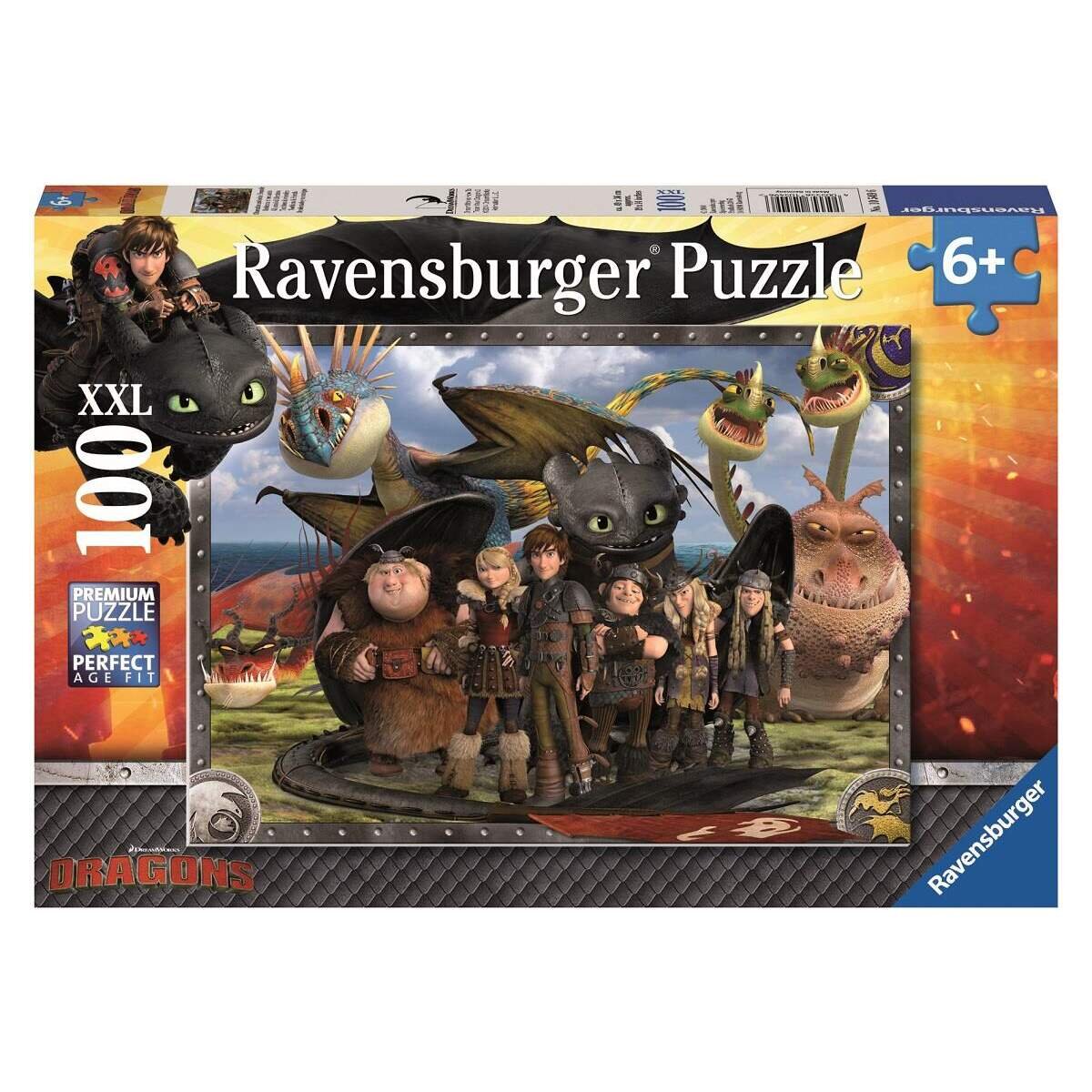 Ravensburger Dragons, Ohnezahn und seine Freunde, 100 Teile XXL Puzzle