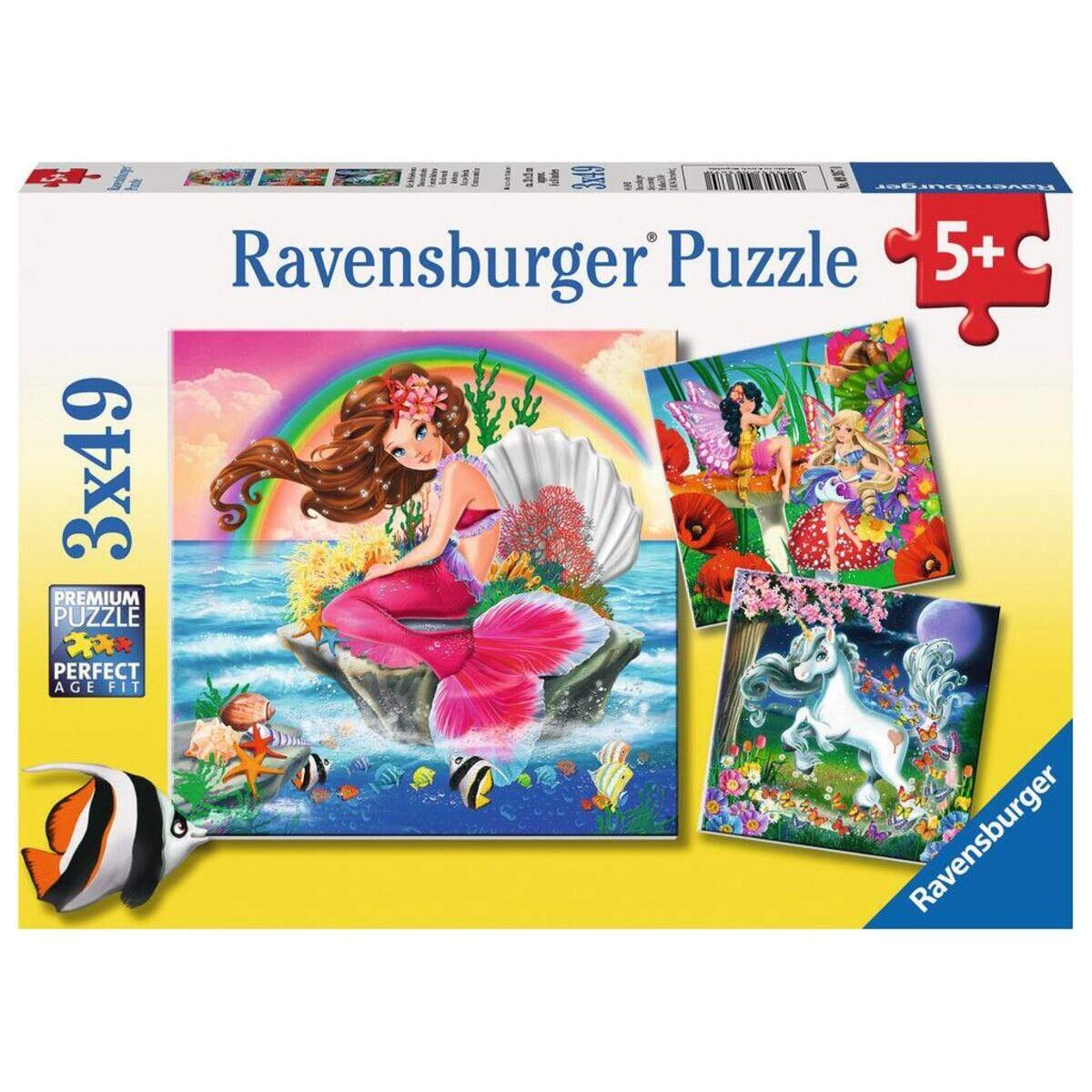 Ravensburger Puzzle Welt der Fabelwesen, 3x49 Teile