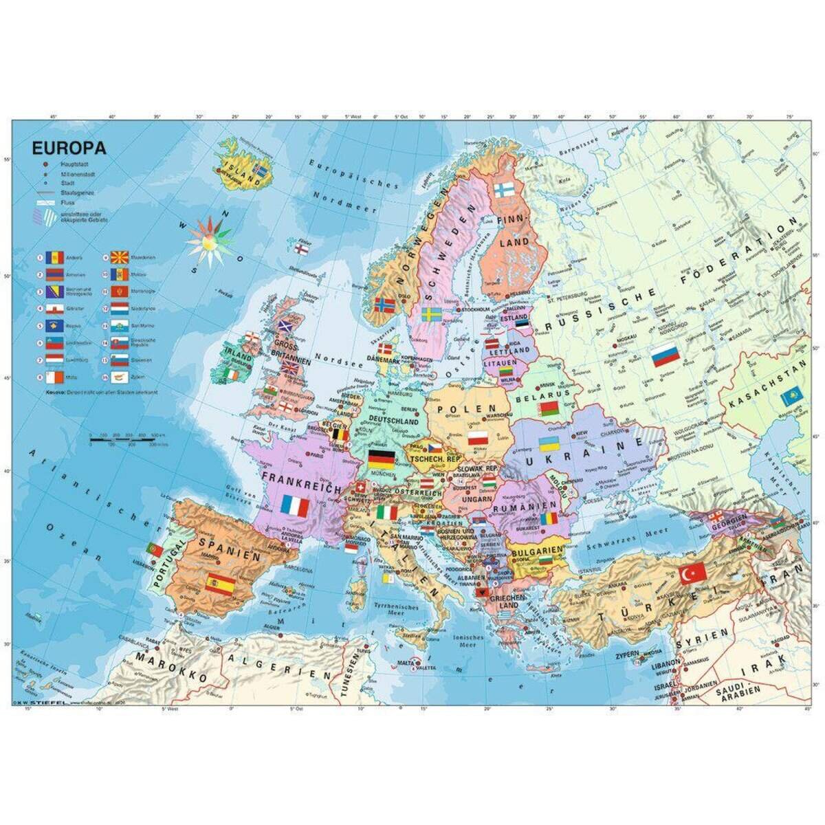Ravensburger Puzzle XXl Politische Europakarte, 200 Teile