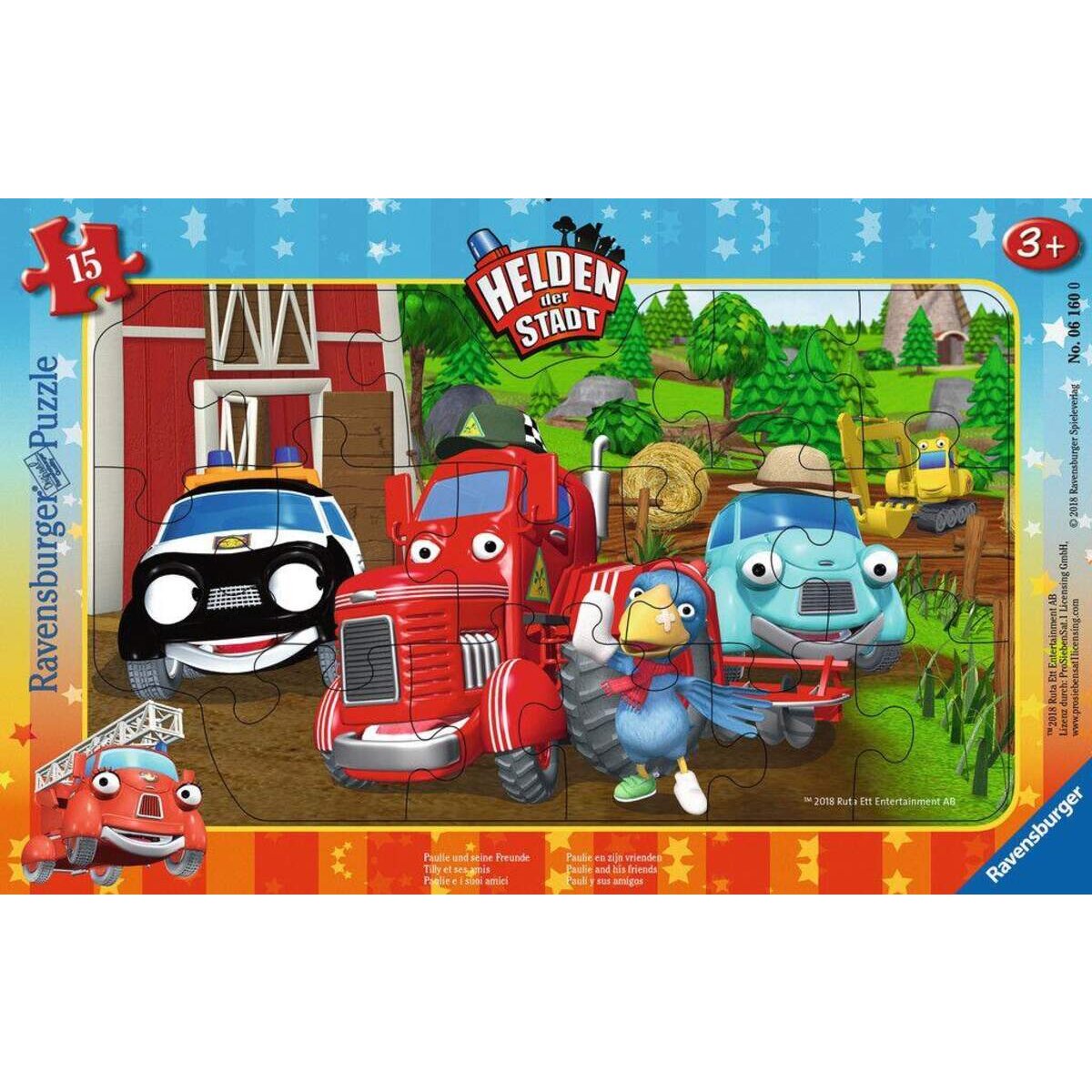 Ravensburger Rahmenpuzzle Helden der Stadt Paulie und seine Freunde, 15 Teile
