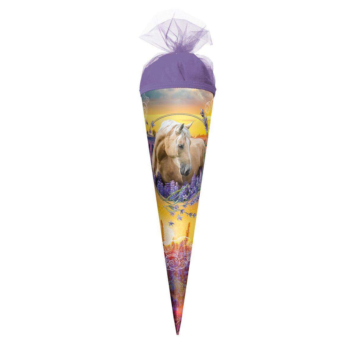 Roth Motiv-Schultüte, Pferdeträume, 35 cm, rund, Tüllverschluss