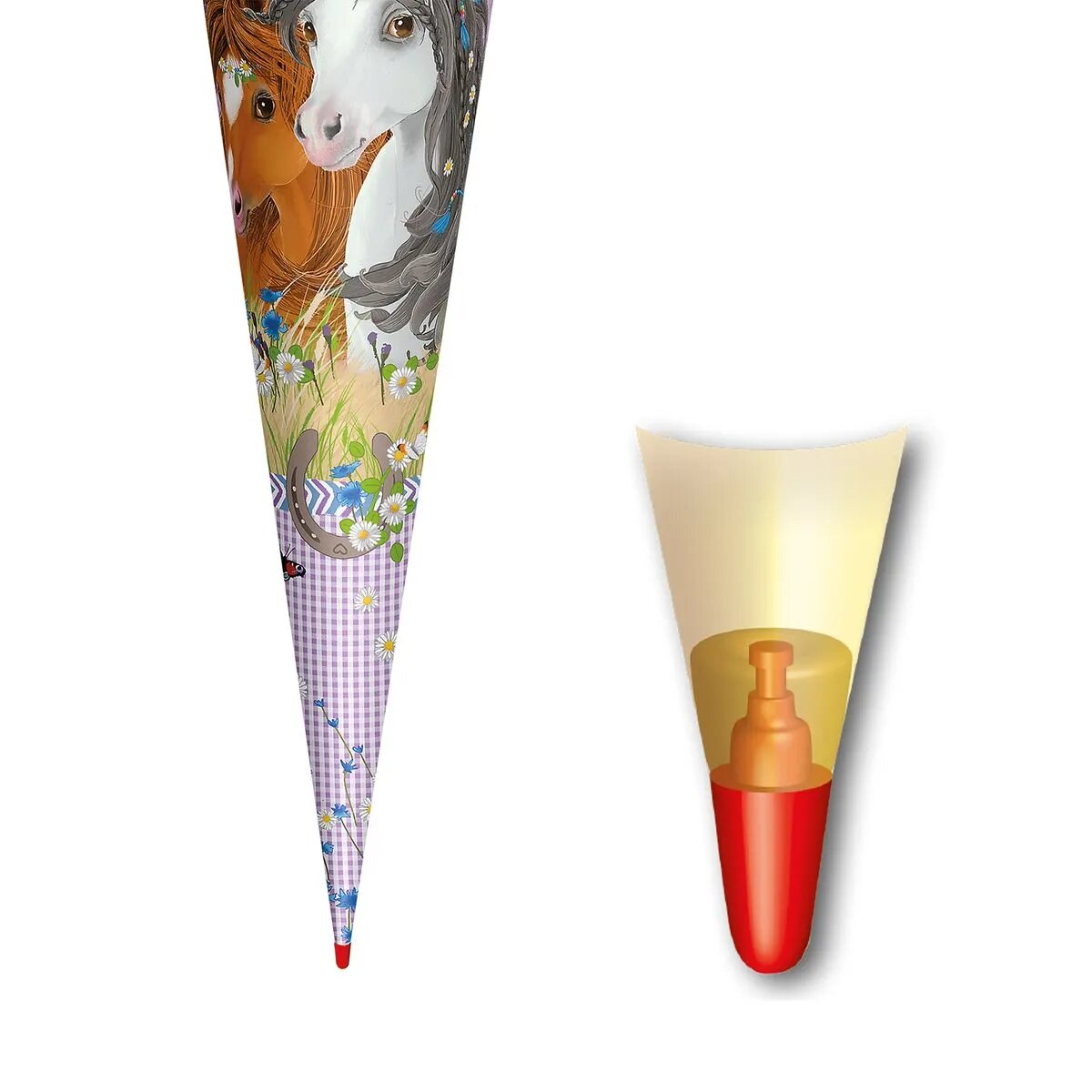 Roth Schultüte Blumenpferde mit Filzverschluss, 70 cm, rund