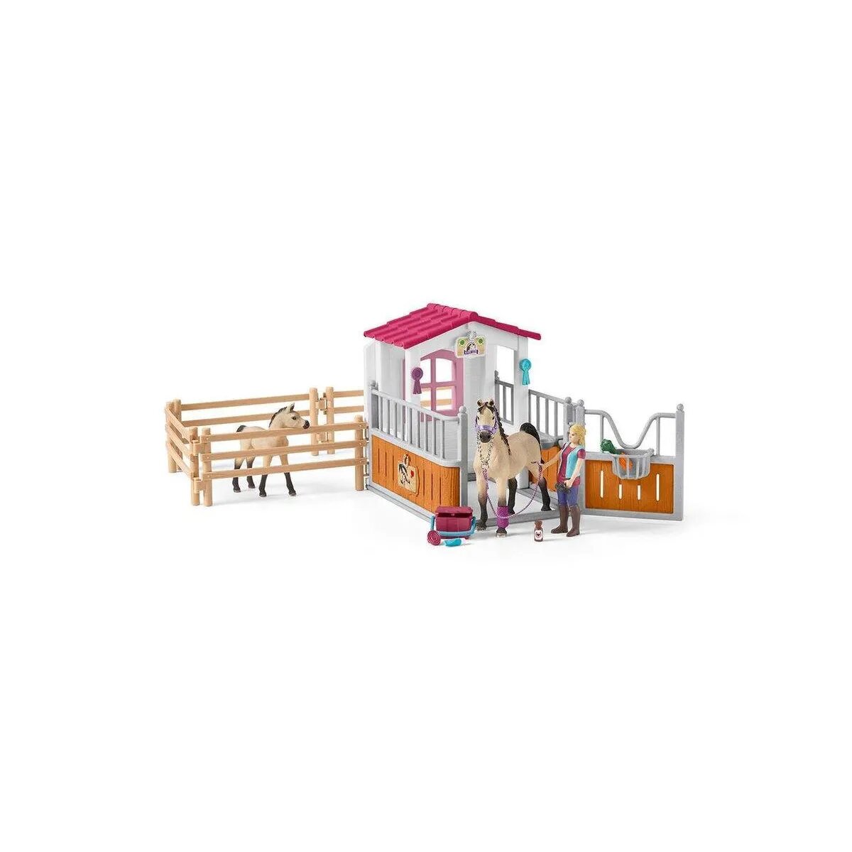 Schleich® 42369 Horse Club Pferdebox mit Arabern und Pferdepflegerin