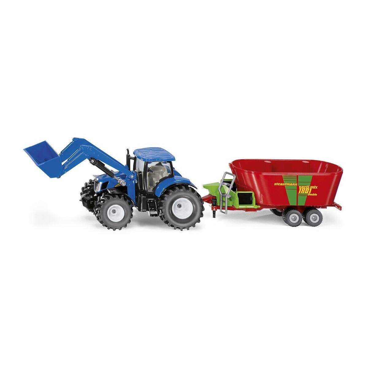 SIKU 1988 New Holland mit Frontlader und Strautmann Futtermischwagen