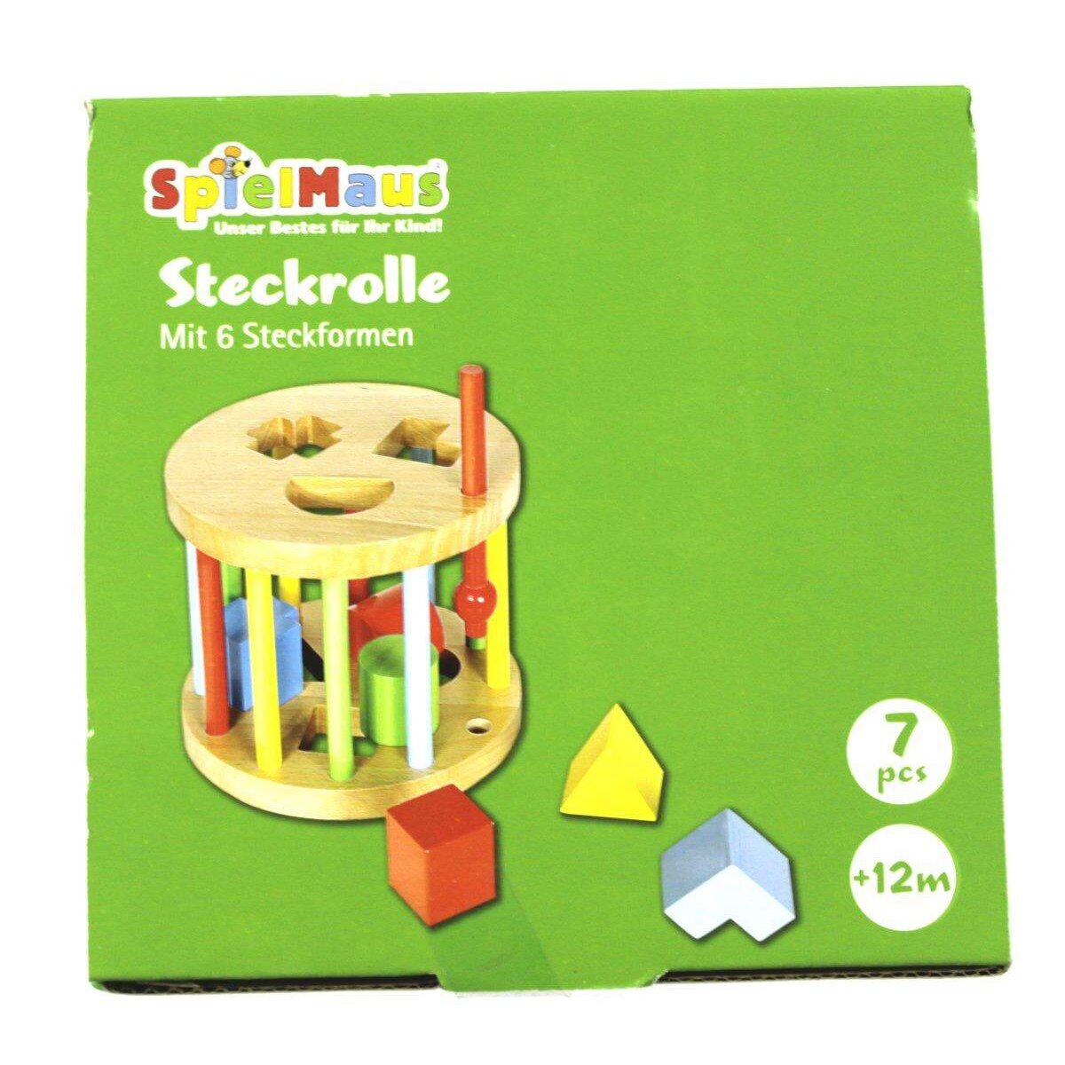 SpielMaus Steckbox, Holz, rund, 6 Steine
