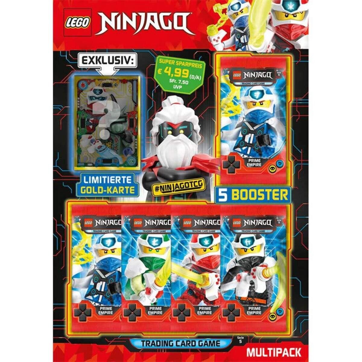 Top Media Lego Ninjago Serie V, Multipack, 5 Booster und limitierte Goldkarte